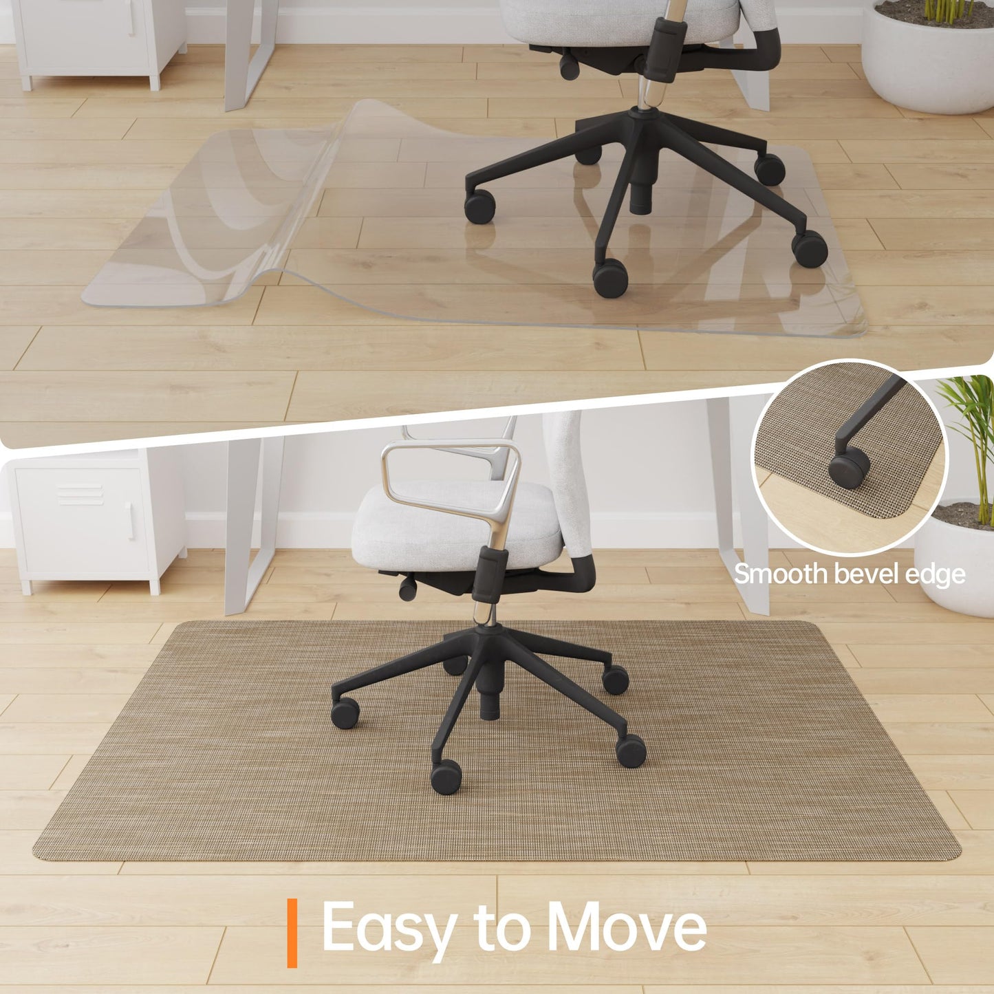 Homek Office Chair Mat for Hardwood & Tile Floor, 36"x48" Computer Chair Mat, Non-Curve Anti Slip Hard Floor Protector for Rolling Chair, PVC Mat Desk Rug for Home Office