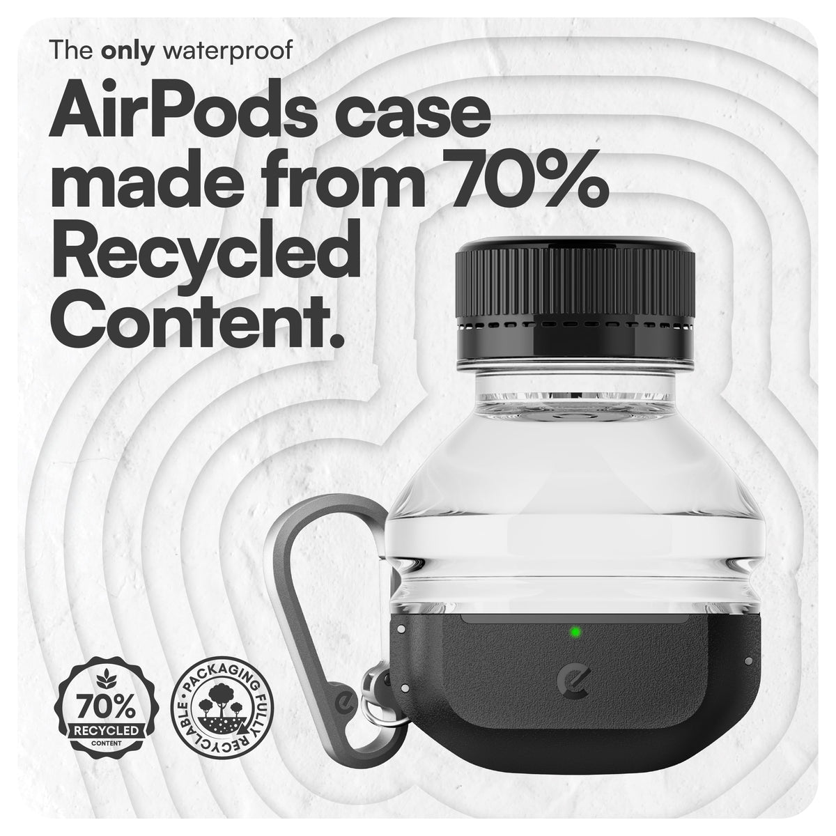 Keybudz for Waterproof AirPods Pro 3 Case with Lock - IP68 Waterproof and Dust Proof, Shockproof Protector, Heavy Duty Rugged Protection, Drop Proof Hard Cover for AirPods Pro 3rd Gen (Carbon Black)