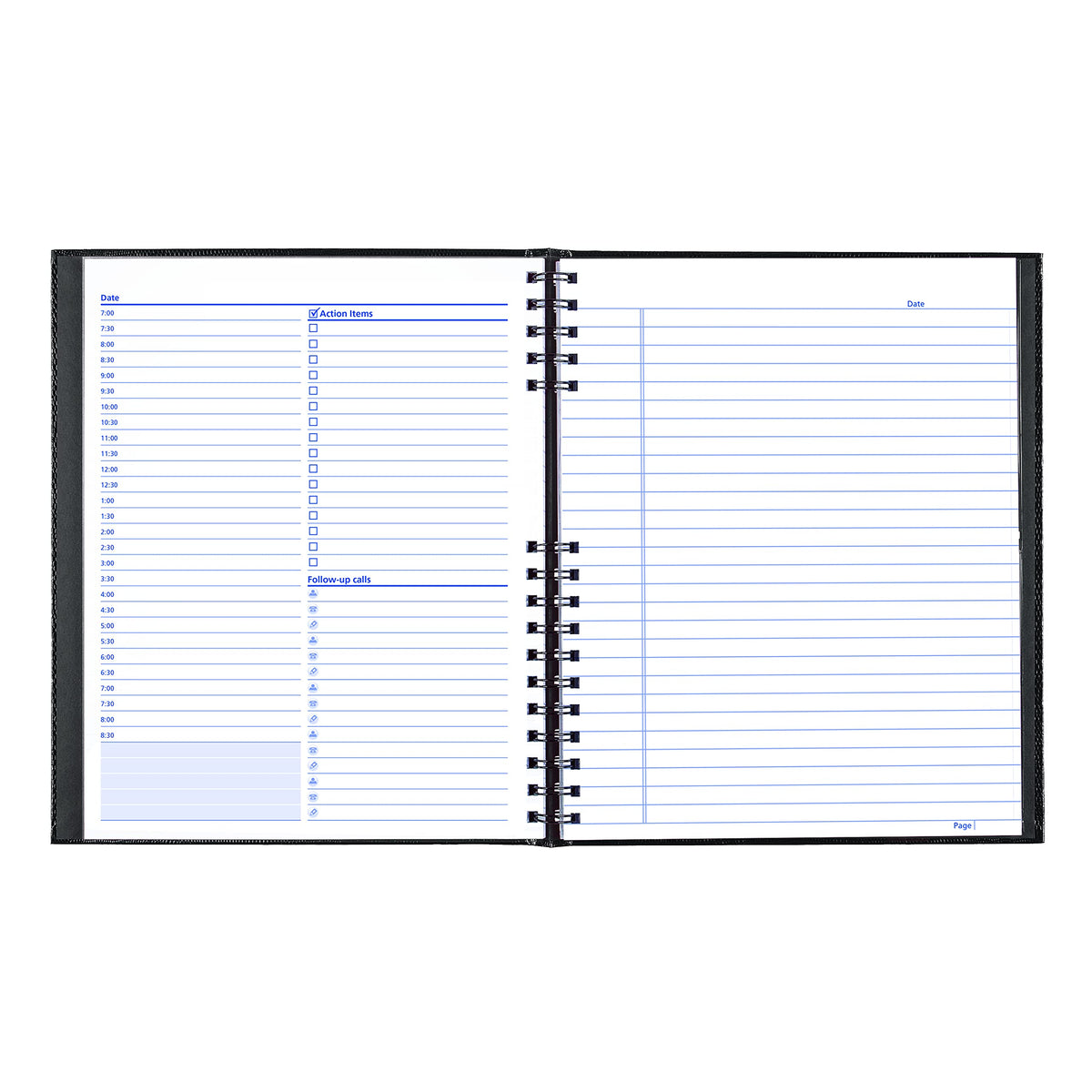 NotePro Undated Daily Planner, Black, 200 Pages,10 3/4 x 8-1/2 Inches