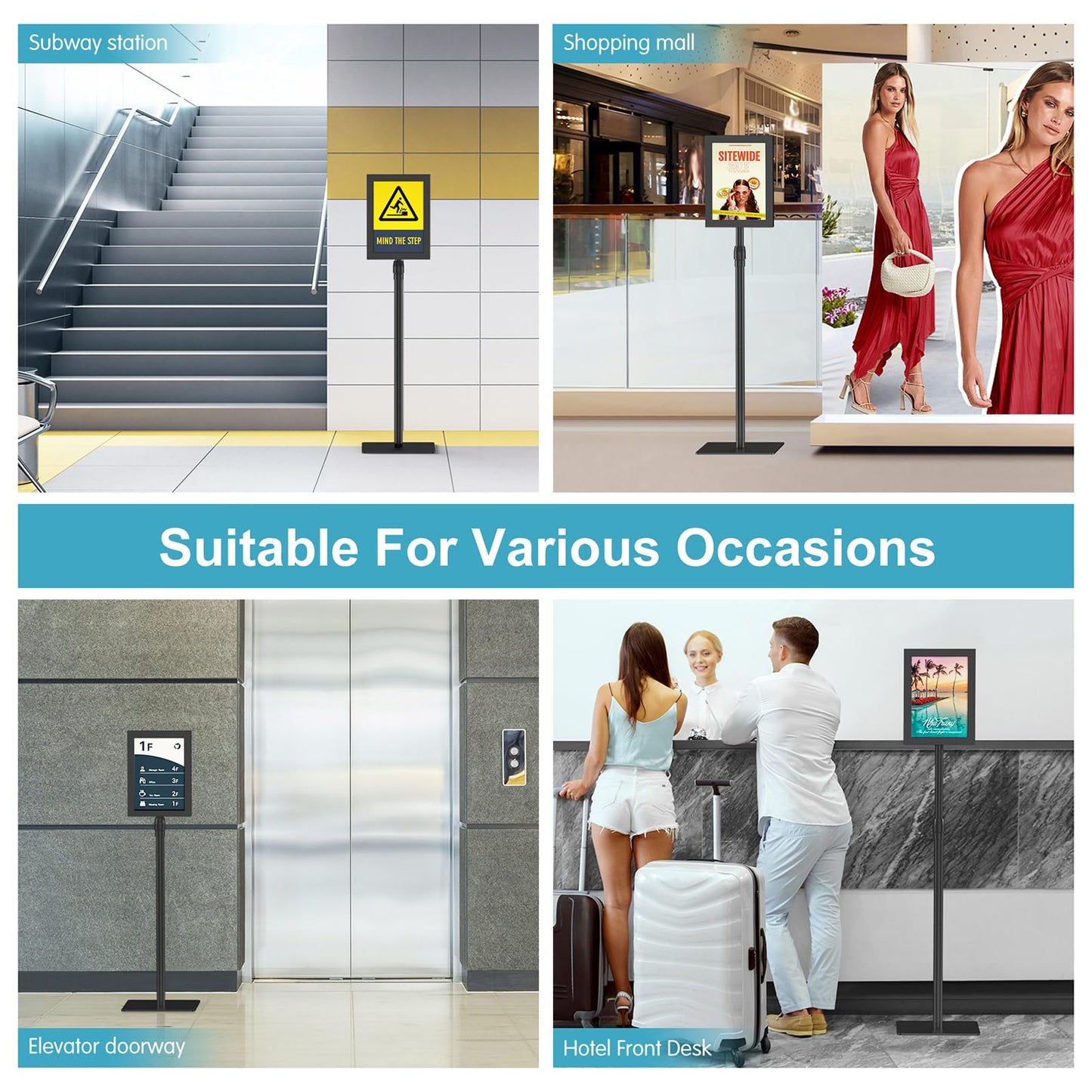 Relx Adjustable Outdoor Sign Holder Stand for Display - Floor Sign Stand with Base for Business Retail Events 8.5x11 inches