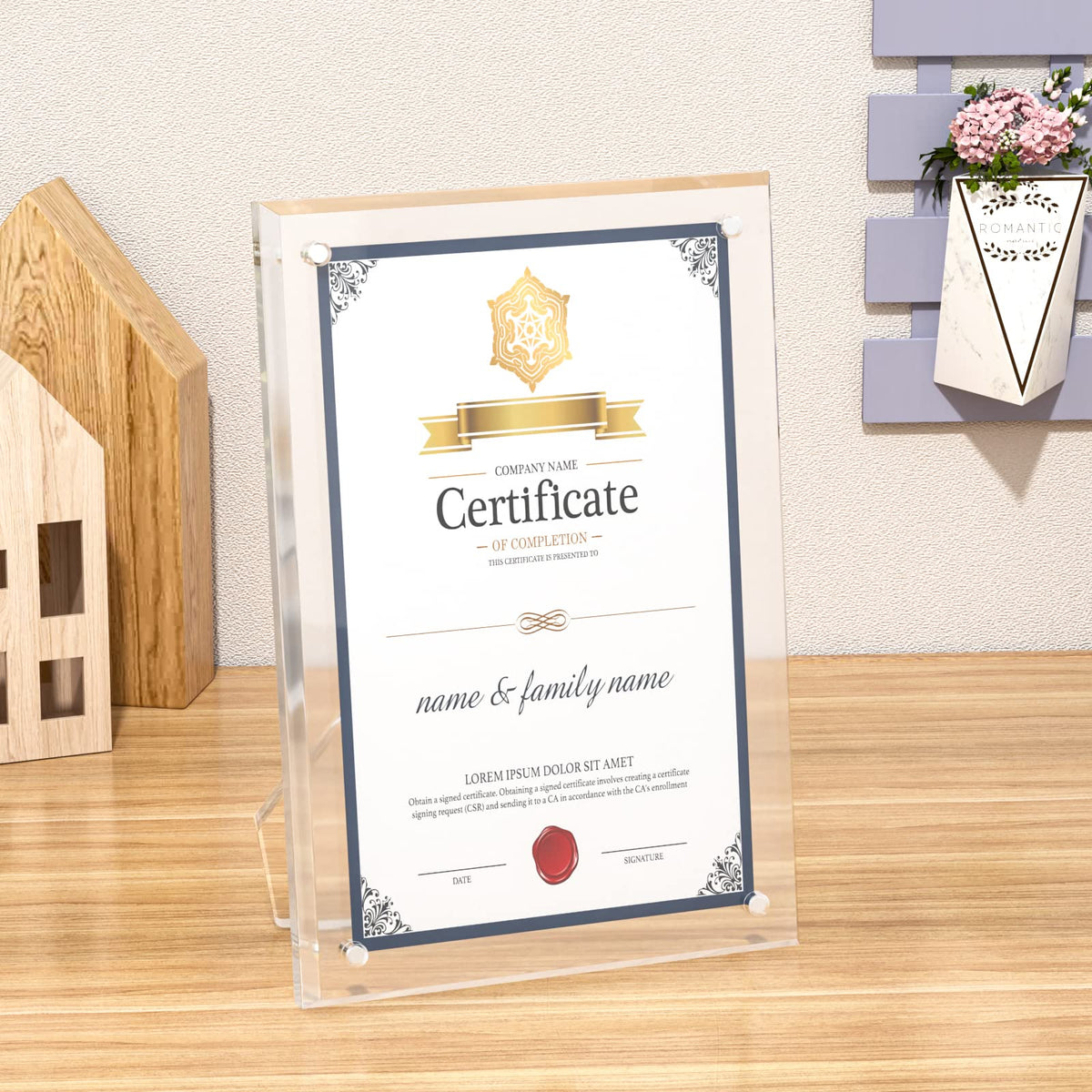 NIUBEE 8.5 by 11 Acrylic Picture Frame,Clear Document Certificate Frames with Magnets for Marriage Graduation, 2 Pack