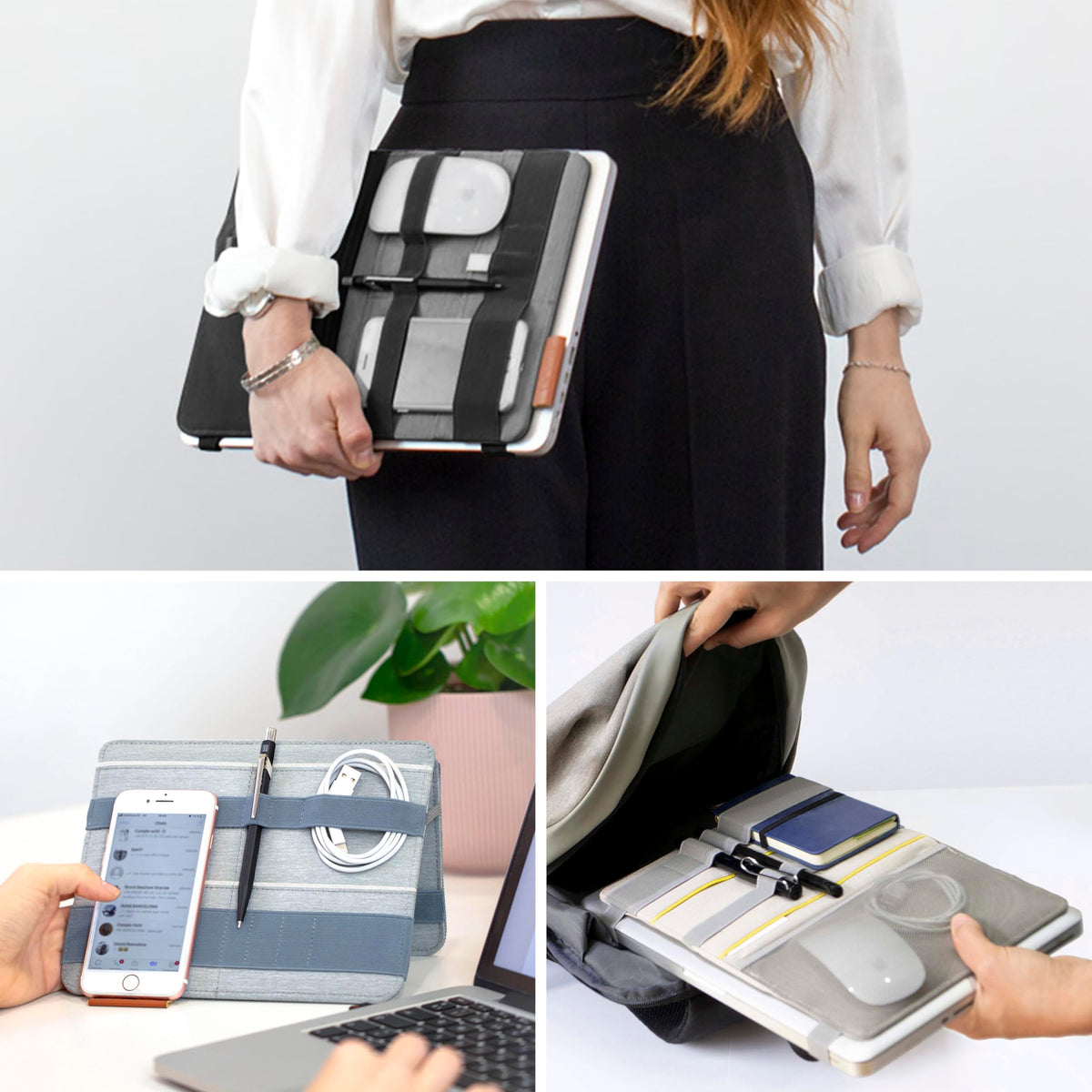Beblau FOLD Portable Electronic Organizer – Attachable Device & Desktop Accessory | Office & Home Organizer | Fits 13"-15" Laptops & A4 Notebooks | Backpack Insert | Personal organizer