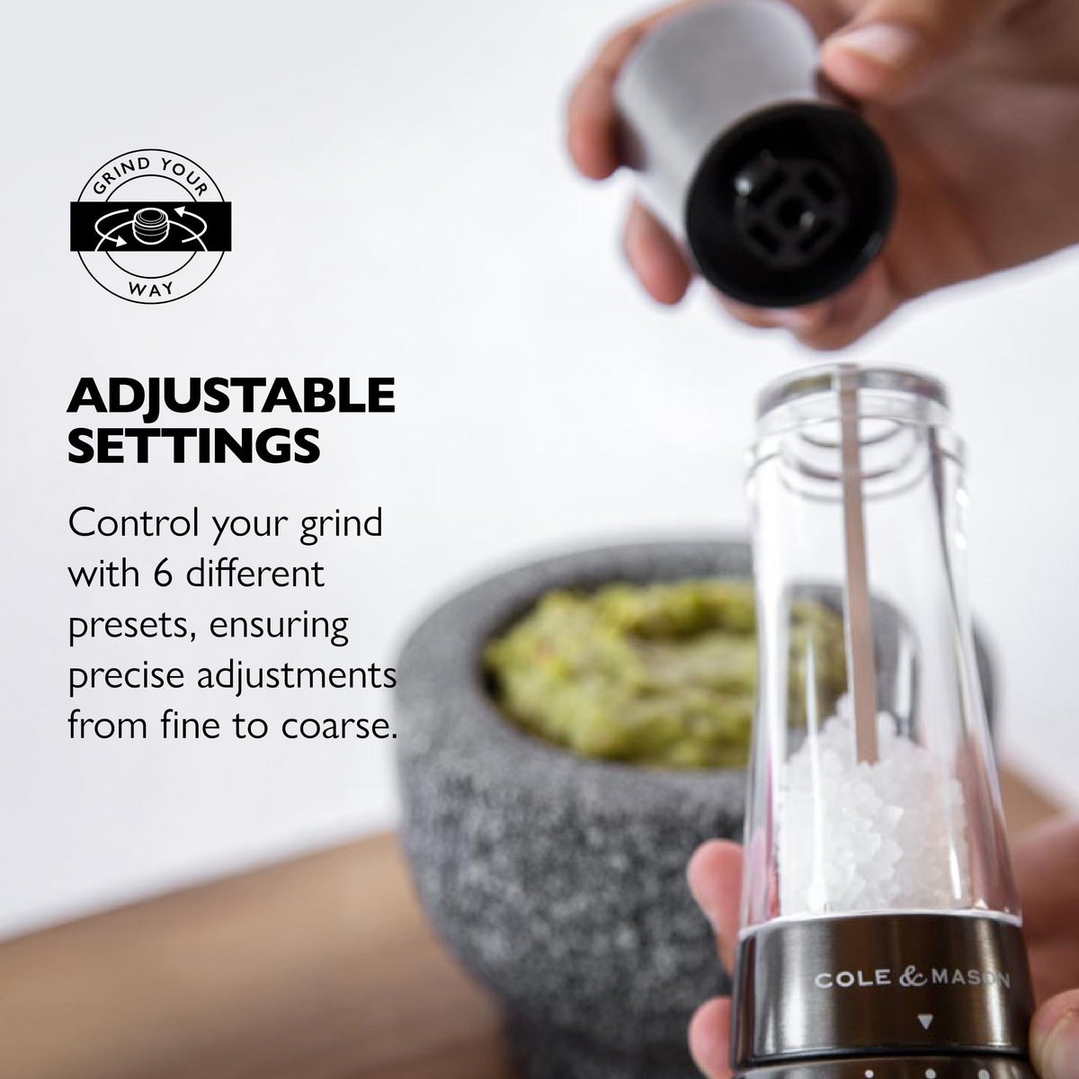 COLE & MASON Derwent Salt Grinder - Gunmetal Mill Includes Gourmet Precision Mechanism and Premium Sea Salt