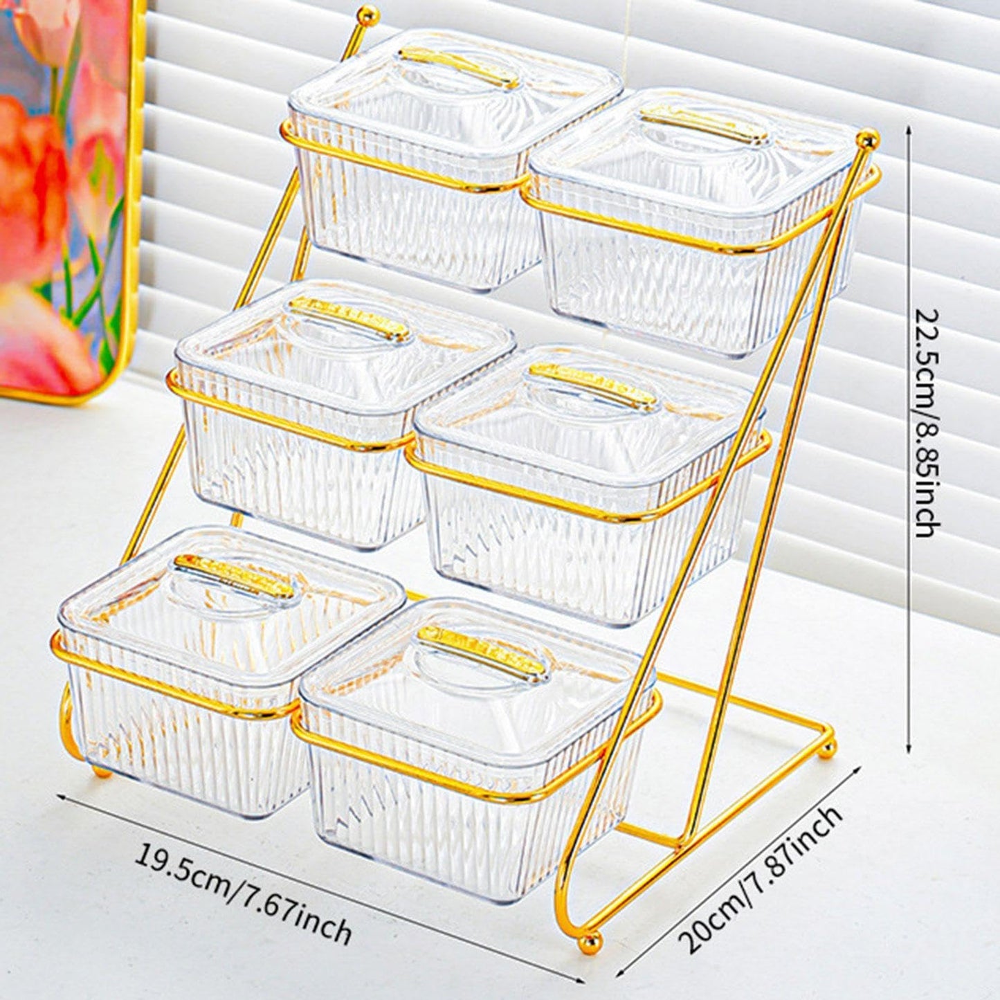 Bothyi 3 Tier Serving Bowls Nut and Candy Serving Tray Decoration Platter with Lid and Metal Rack Food Display Dish for Party Family, transparent