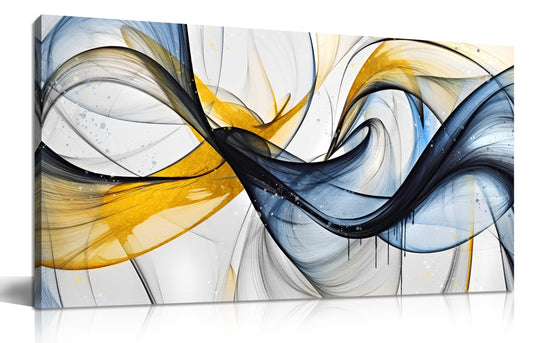 THRLVEART Abstract Office Artwork Wall Decor - Blue Canvas Art Wall Decor for Living Room - Modern Wall Art for Bedroom Size 20" x 40"