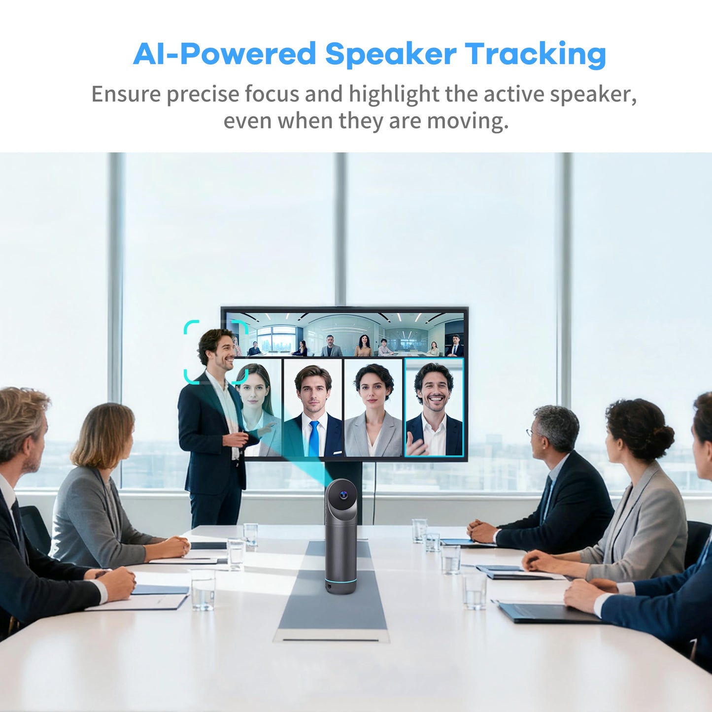 KanDao Meeting Pro 360-degree Video Conference Camera with Microphones and Speakers, AI Tracking, Smart Zooming, Automatic Focus, 4-in-one Standalone Meeting Room Camera System, Wi-fi/HDMI/USB