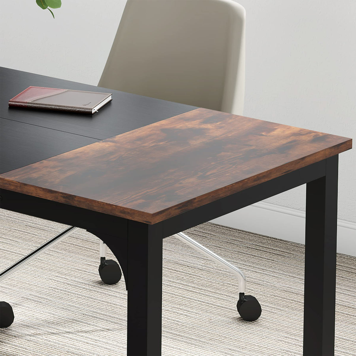 Tribesigns 63” Executive Desk, Large Office Computer Desk with Thicken Frame, Modern Simple Workstation Business Furniture for Home Office, Rustic Brown/Black
