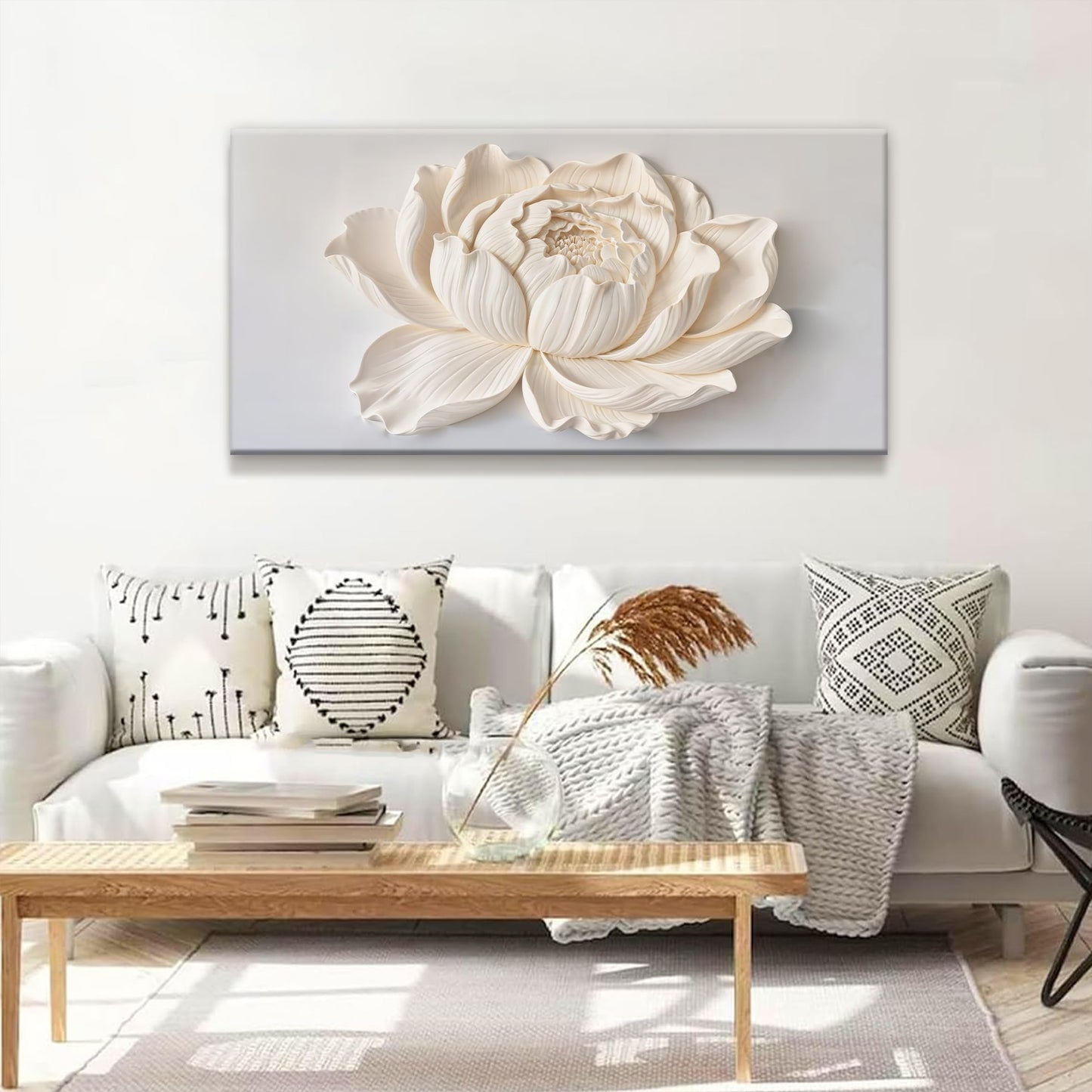 TAIJXAGSG Canvas Wall Art Decor Painting White Flower Plants Wall Decor Botanical Modern Wall Art Print Paintings Decorations Artwork Pictures For Bedroom Living Room Home Office Artwork 20"×40"