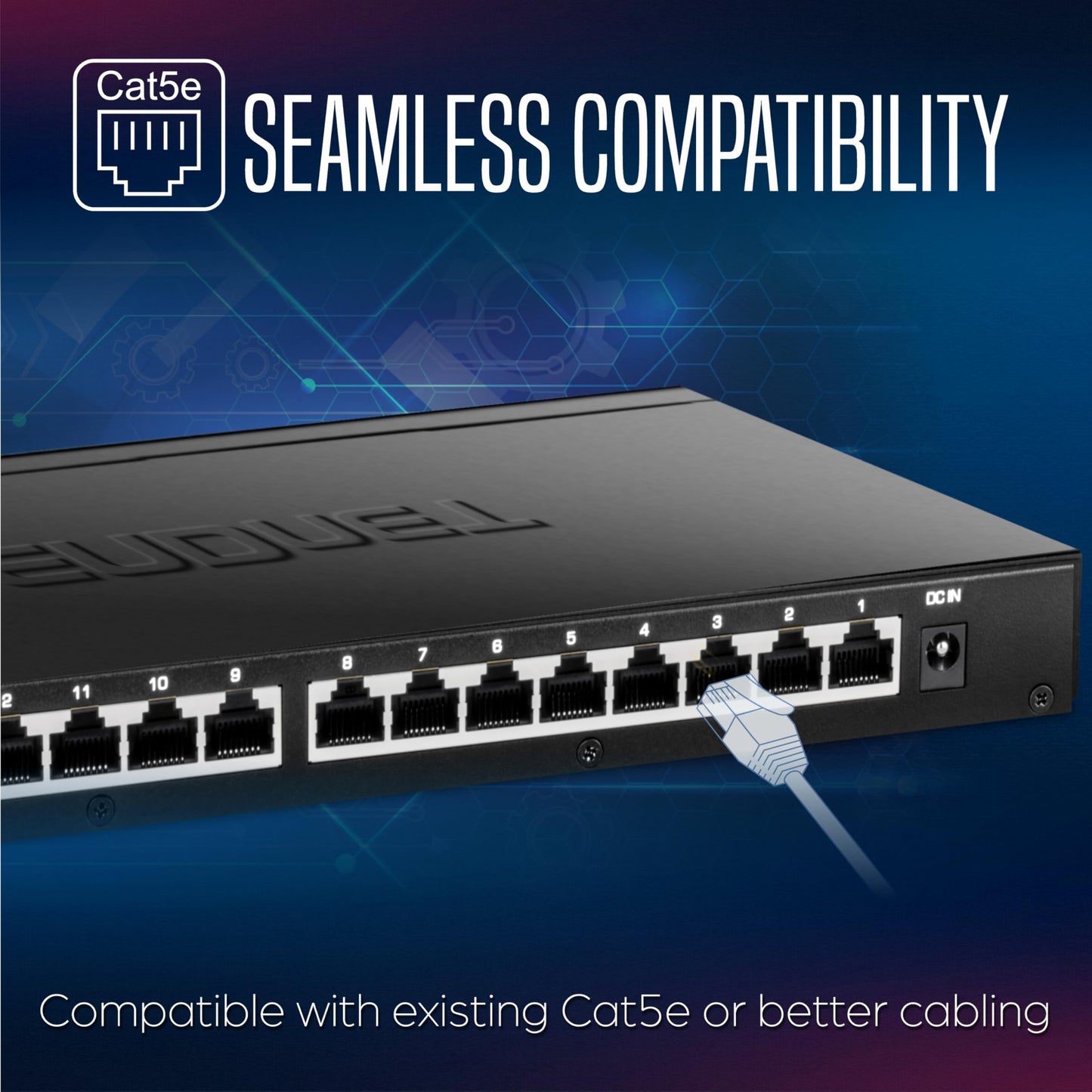TRENDnet 16-Port Unmanaged 2.5G Desktop Network Ethernet Switch, TEG-S3160, 16 x 2.5Gb RJ-45 Ports, 80Gbps Switching Capacity, Ethernet Splitter, NDAA & TAA Compliant, Lifetime Protection, Black