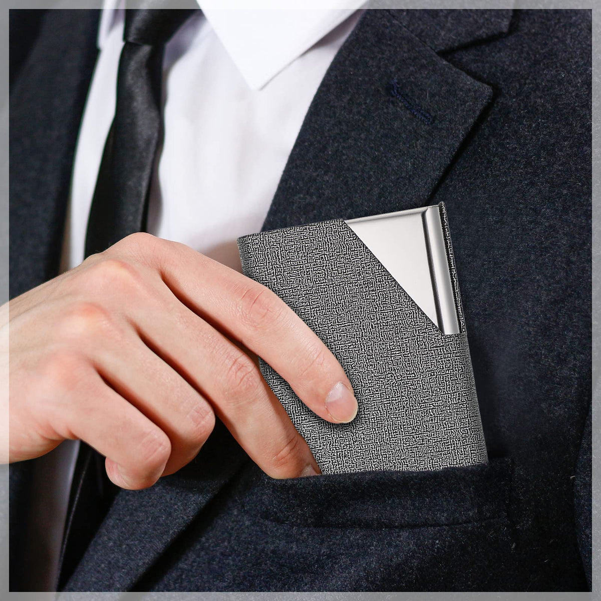 Yexiya 10 Pcs Business Card Holder Case Professional PU Leather & Stainless Steel Pocket Card, Metal Slim Credit Wallet with Magnetic Closure for Men Women Office Gifts, Multicolor