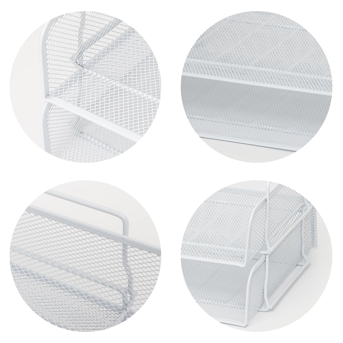 EASEPRES 2 Pack Stackable Desk Paper Tray, Metal Mesh Desktop Document Letter File Organizer for Office Home School, 13.5'' L x 9.75'' W x 5.5'' H, White