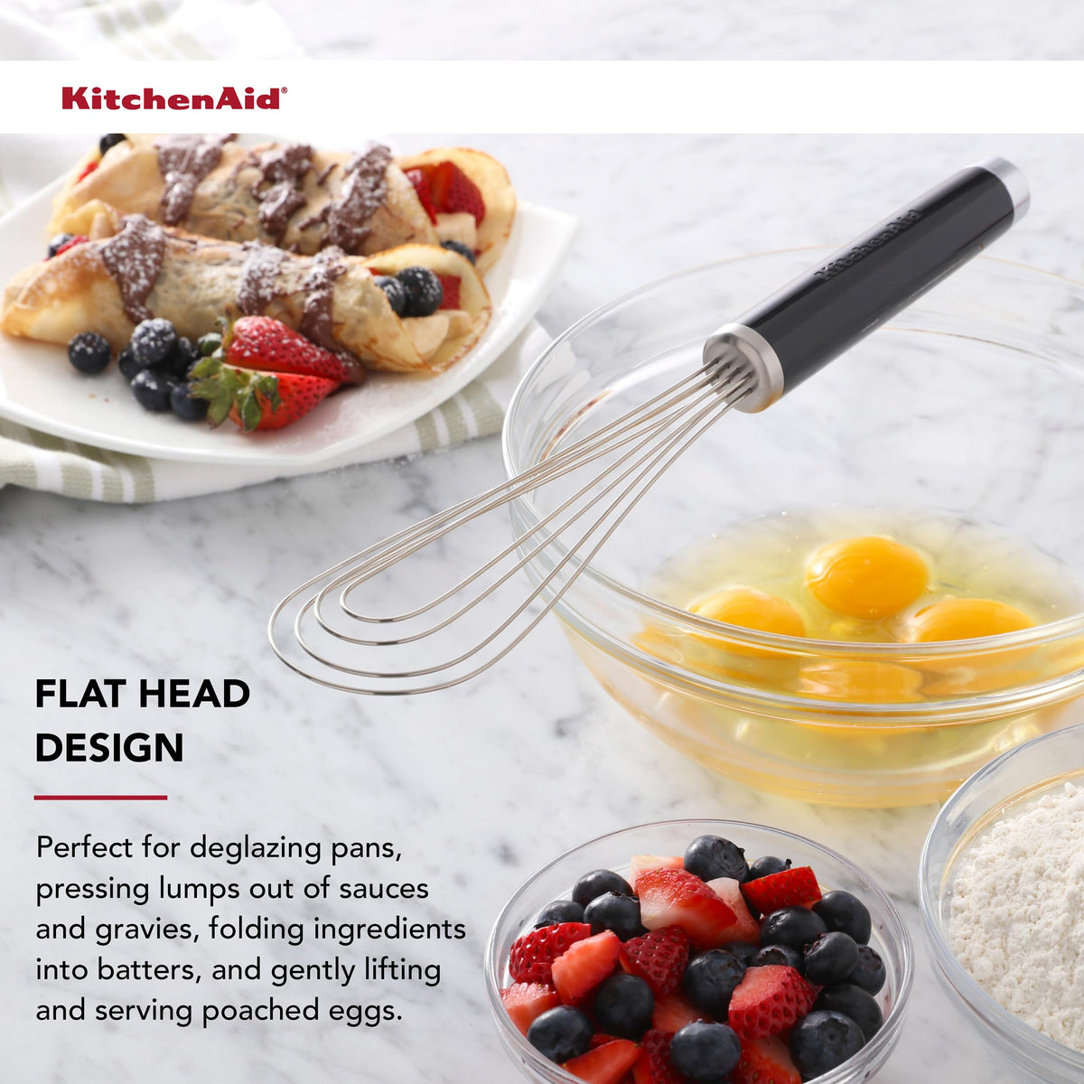 KitchenAid Flat Whisk, Black, 11.5-Inch
