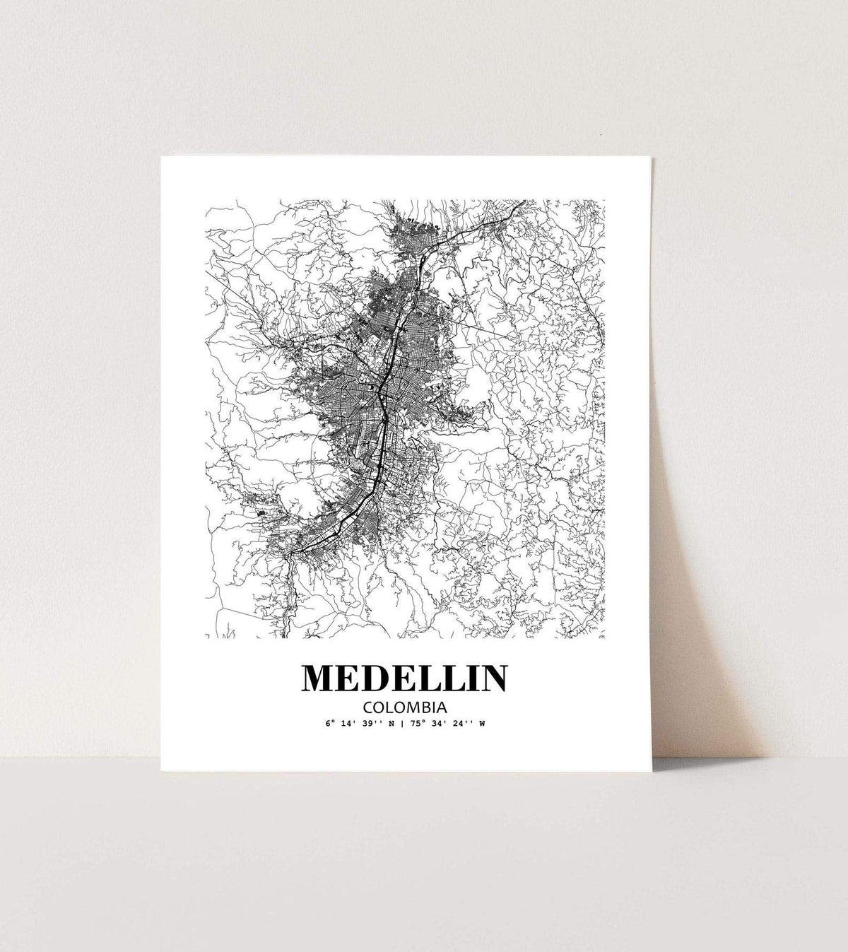 Eleville 8X10 Unframed Medellin Colombia City View Abstract Road Modern Map Art Print Poster Wall Office Home Decor Minimalist Line Art Hometown Housewarming wgn399