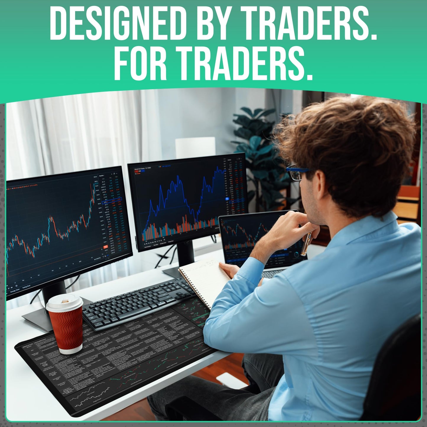 Premium Stock Market Options Trading Mouse Pad - Options Strategies Cheat Sheet with Candlestick Chart Patterns - Large 4mm Thick Desk Mat 31.5x15.5 - Word & Excel Shortcuts - TraderBragStock