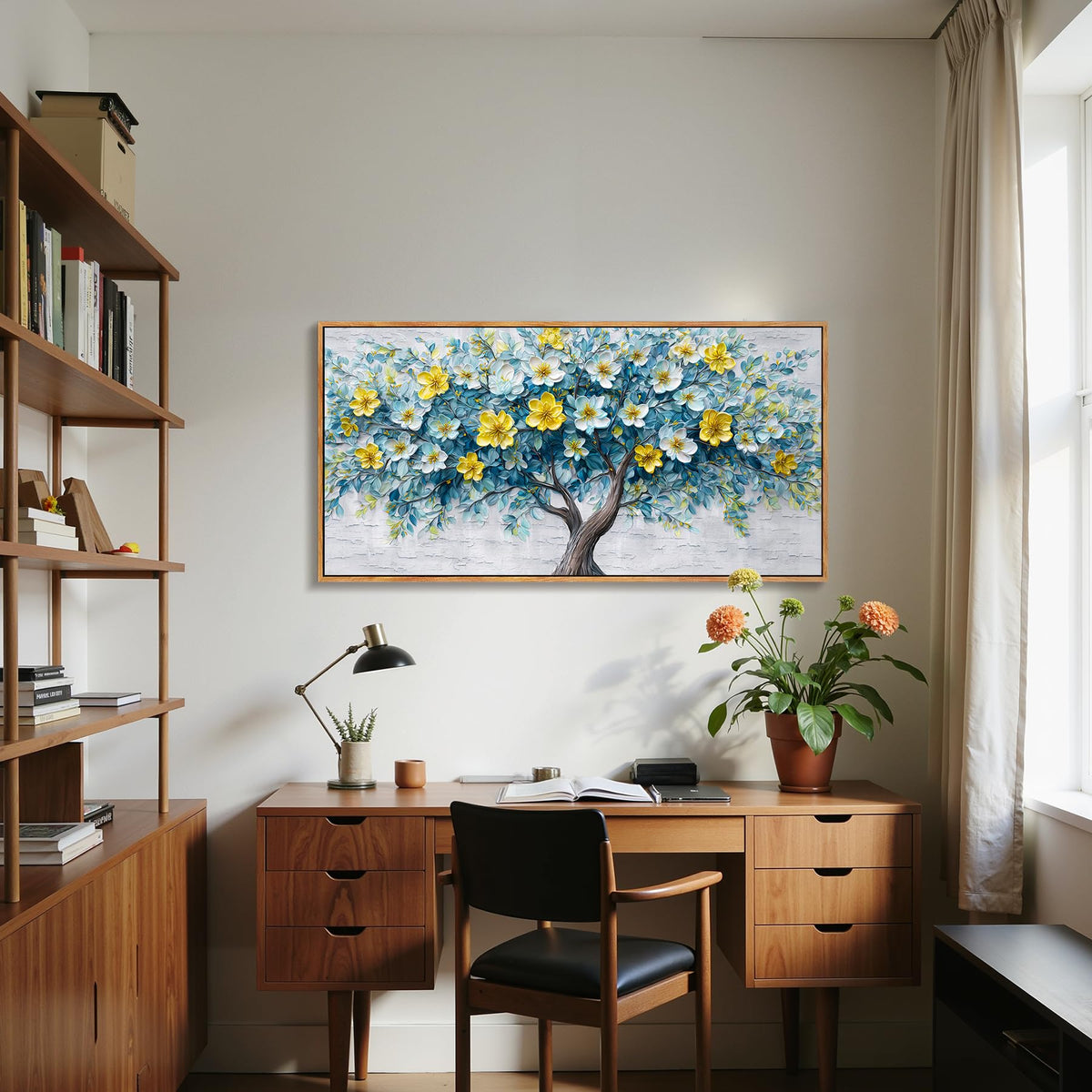imjiayu Tree of Life Wall Art, Large Framed Wall Art, Floral Wall Decor, Nature Flower Tree Prints, Modern Abstract Art Picture, Nordic Paintings for Living Room Bedroom Kitchen Home Office 20"x40"