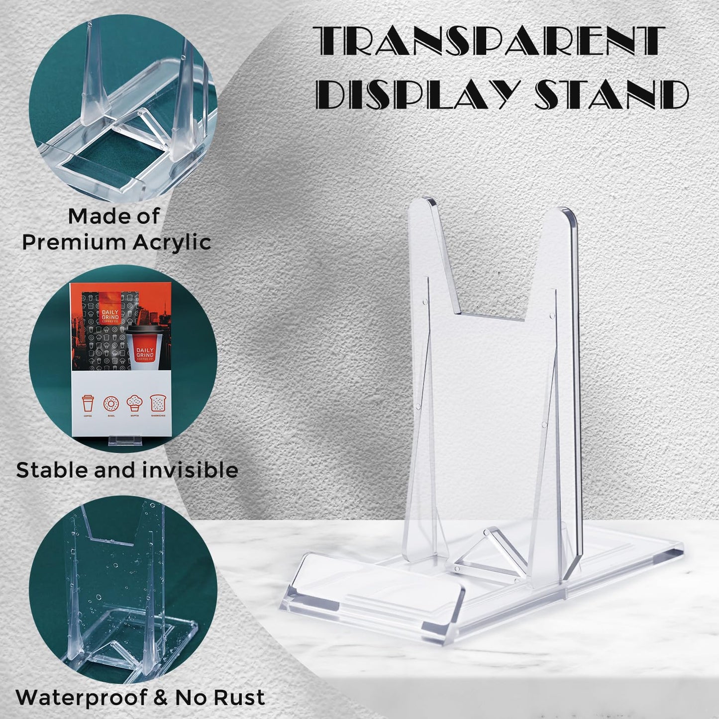 mzfoo 20 Pcs Book Stand for Display Acrylic Book Holder Display Adjustable Book Easel Collector Display Stand for Comic Cardboard Home Office Album CD Magazine