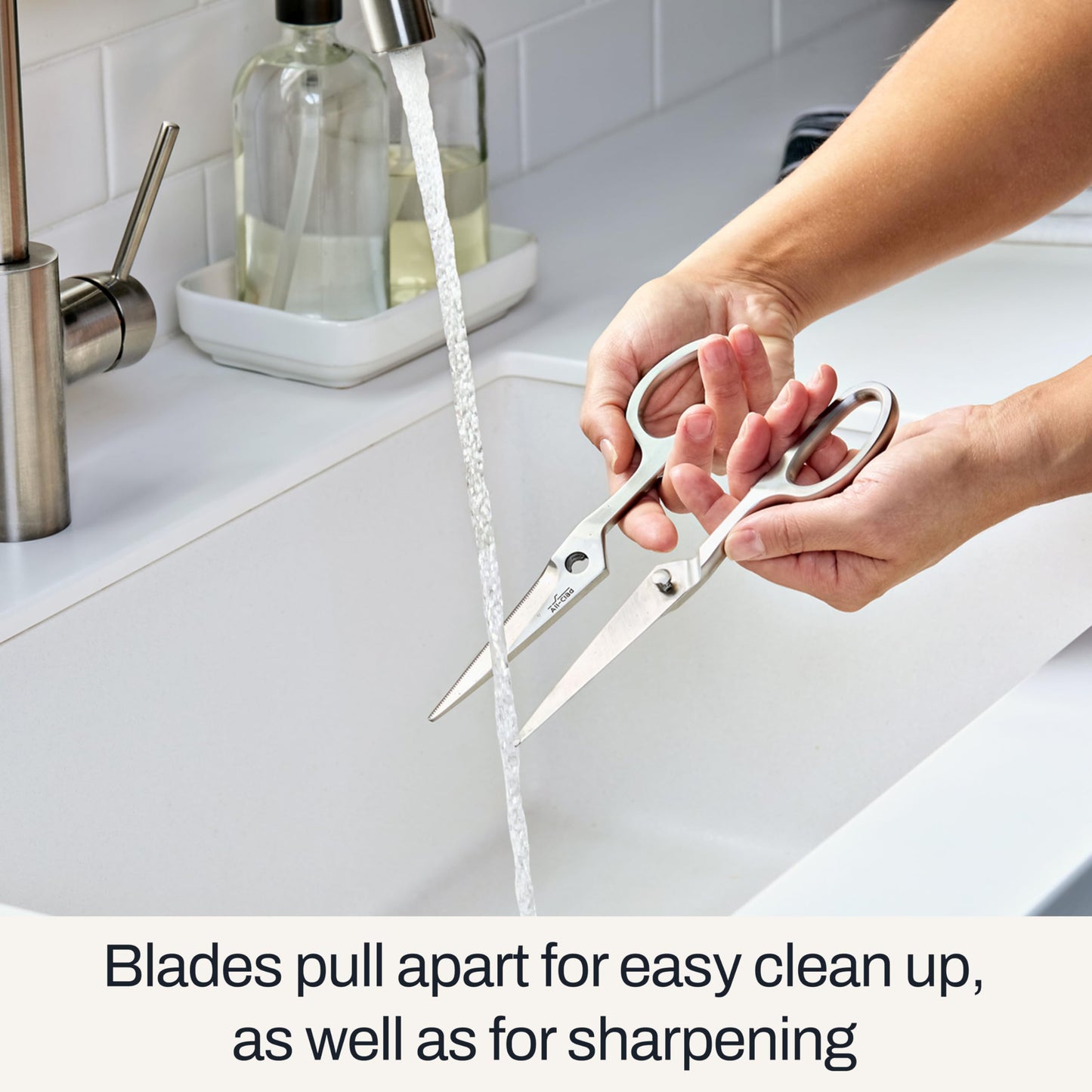 All-Clad Stainless Steel, All Purpose Kitchen Shears,Heavy gauge, Ergonomic, Rust-resistance, Food Scissors for Kitchen, Chicken, Poultry, Fish, Meat,Shelfish, Snipping herbs, 8.19 inch, Silver