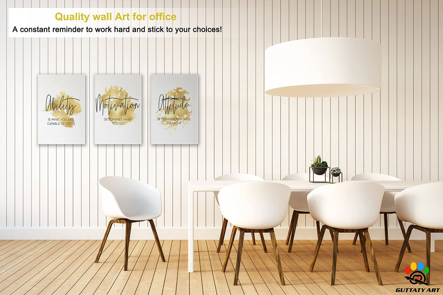 Office Wall Art-3 Panel Motivational Wall Art, Inspirational Quotes Canvas Art for Home Office, Positive Quote Wall Art, Entrepreneur Words Poster Frame 12'x18'x3Pcs
