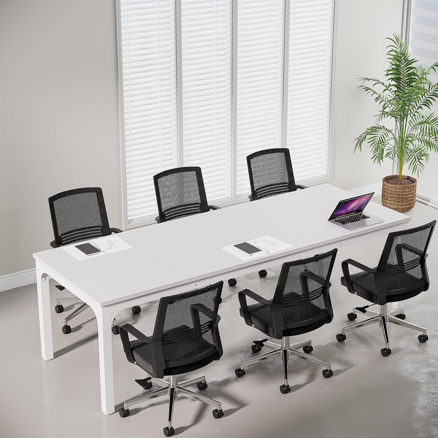 Tribesigns 6.5 FT Conference Room Table, 78.74" W x 27.56" D Large Office Conference Table, Modern Seminar Meeting Table Desk for Boardroom, Meeting Room (1, White)