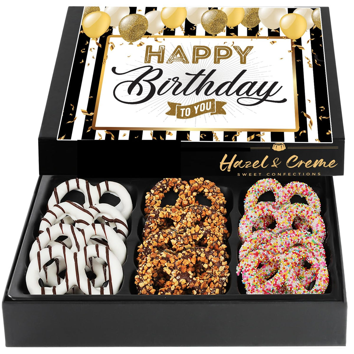 Birthday Pretzels - 12 pieces - Gourmet Pretzel Gift Basket - Happy Birthday Vegan Gifts