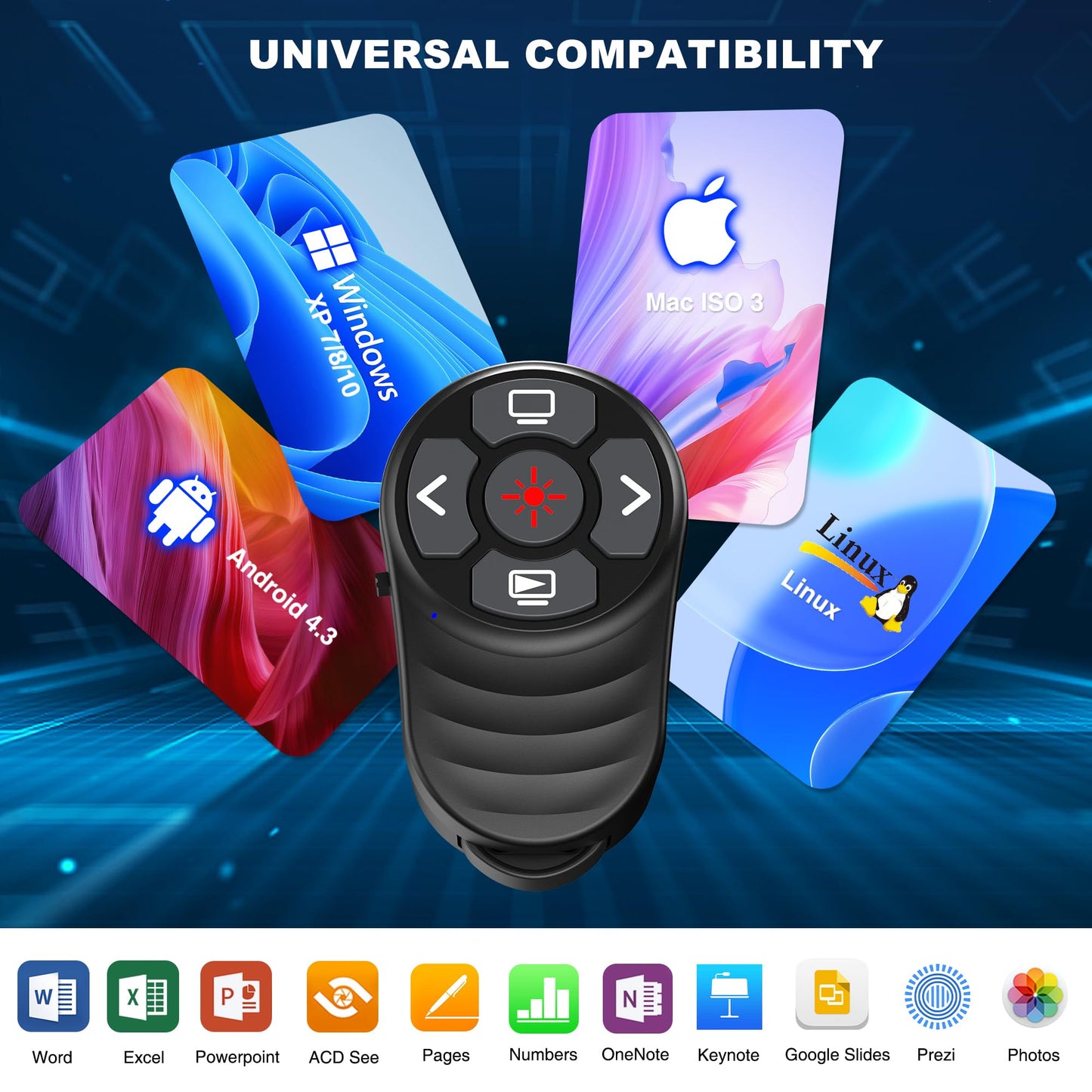 2 in 1 Presentation Clicker with Laser Pointer Finger Ring Clicker Rechargeable Presentation Clicker Long Distance PPT Clicker Remote Wireless Clicker Laser Pointer for Classroom Teacher Projector