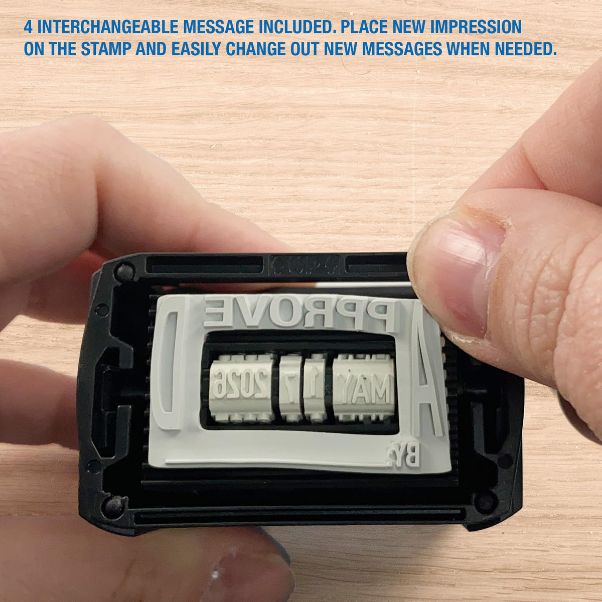 Trodat Printy 4750 Self Inking Date Stamp with Approved, Copy, EMAILED, Scanned – Blue and Red Ink, 1" x 1-5/8"