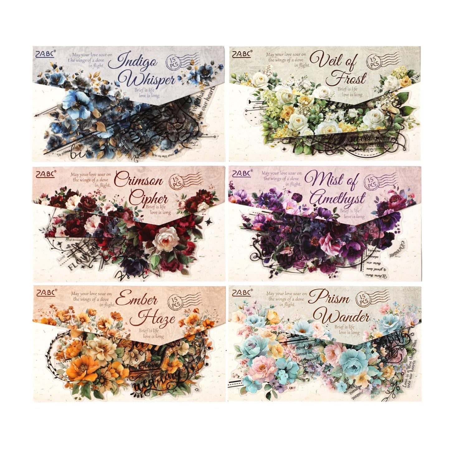 Kigofora 90-Piece Floral Quote PET Stickers for Journaling & Scrapbooking,Transparent Flower Stickers with Words, Aesthetic Collage Supplies for Planner, Cards & Paper Crafts