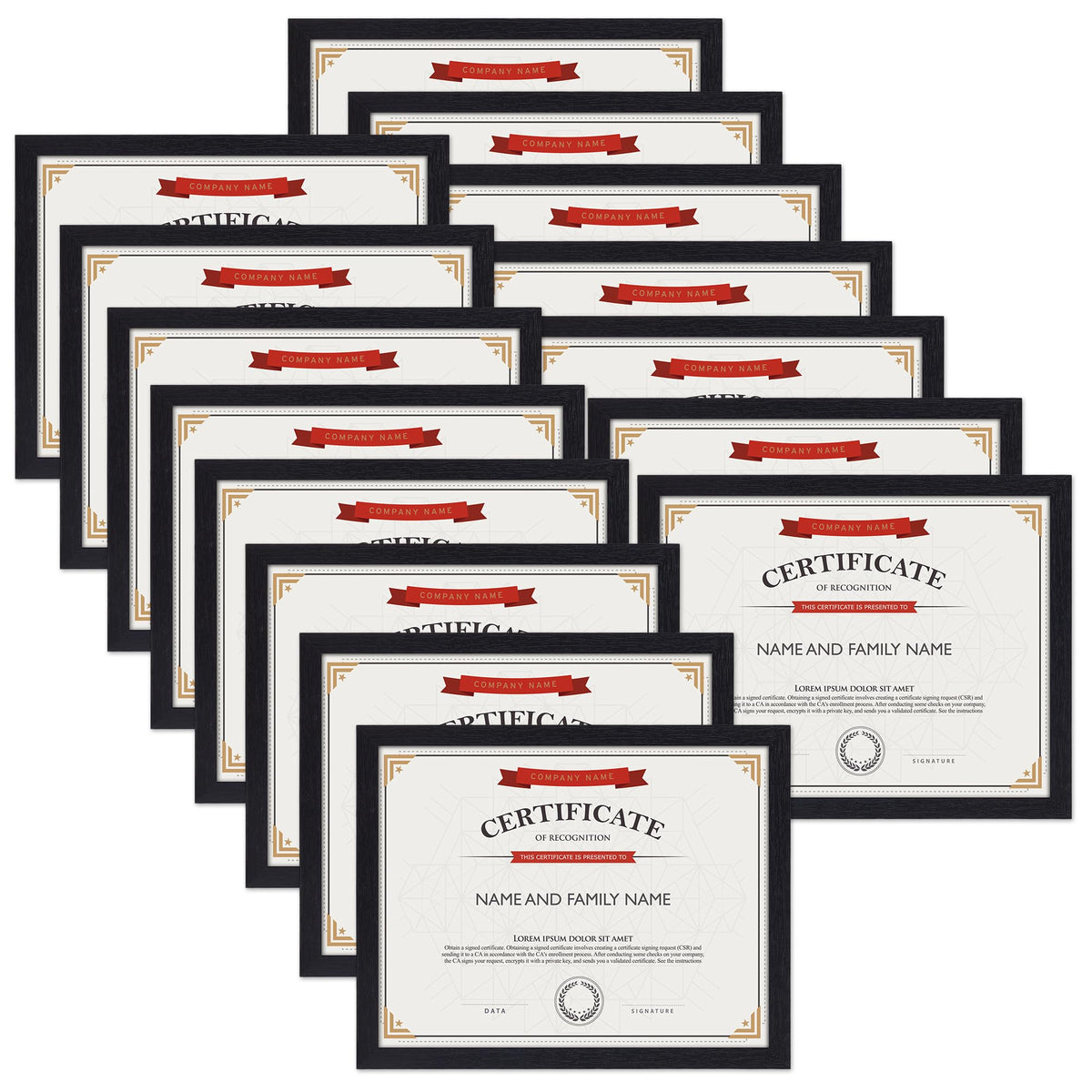 Edenseelake 8.5 x 11 Picture Frame Set of 15, Black 8.5 x 11 Certificate Frame Bulk for Award Document Diploma, Wall or Tabletop Display