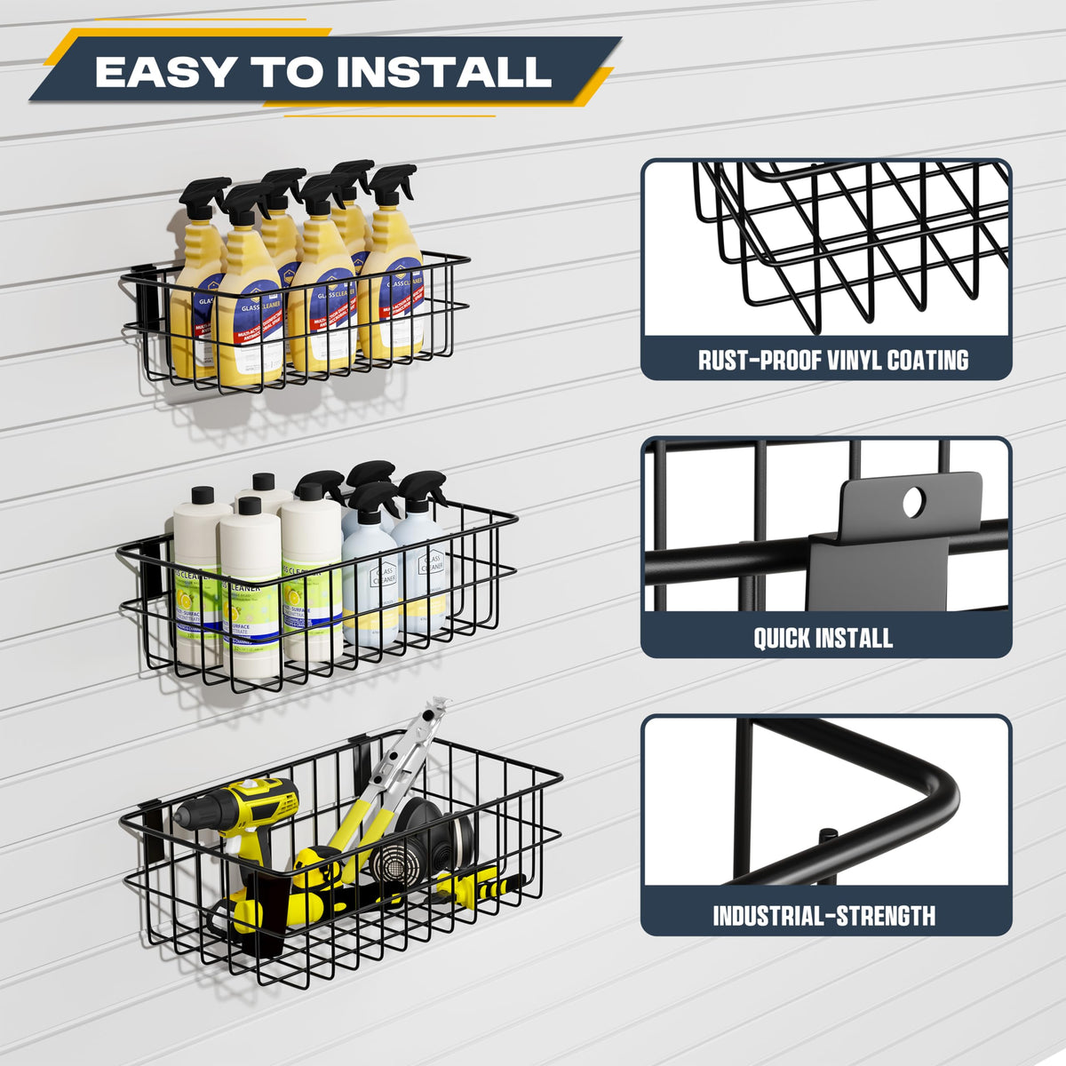 FOFARY 35Pcs Slatwall Accessories Kit, with Slatwall Hooks, Baskets, Shelves, Bins, Heavy Duty Slat Wall Accessory for Garage Organization, Workshop & Utility Room