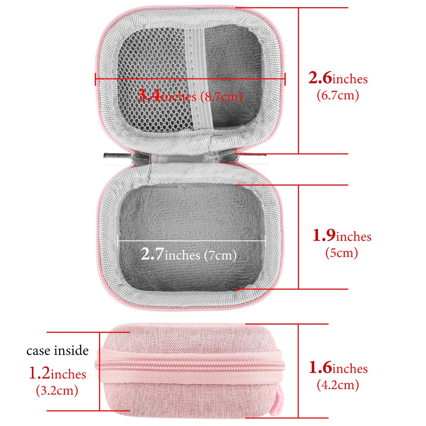 Geekria Shield Earbuds Case Compatible with JBL Vibe Buds 2, Tune Beam, Vibe Beam 2, Tune Buds 2 True Wireless Earbuds, Replacement Hard Shell Travel Carrying Bag with Cable Storage (Pink)