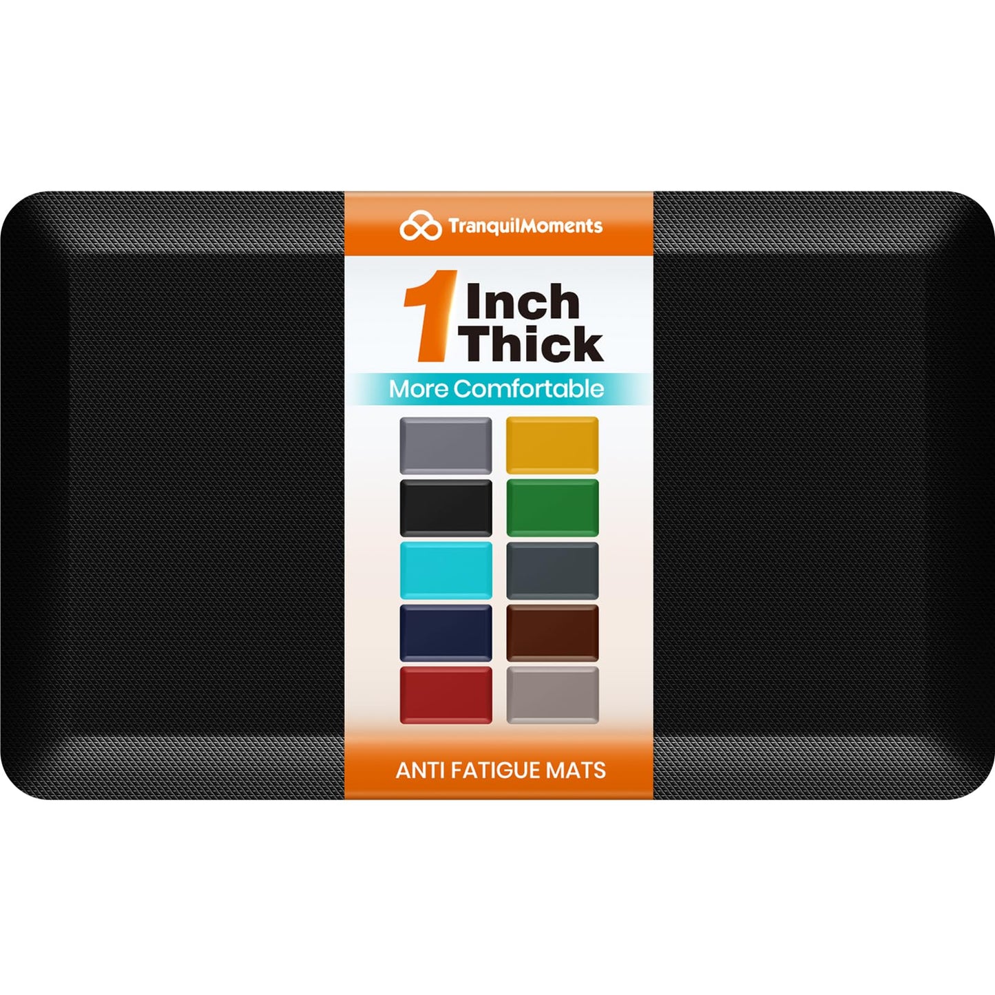 TranquilMoments Kitchen Mats for Floor, 1 Inch Extra-Thick Kitchen Rugs, Non-Slip & Waterproof Standing Desk Mat, Comfort Anti Fatigue Mats for Kitchen Floor, Home, Sink, Office (20" X 32", Black)