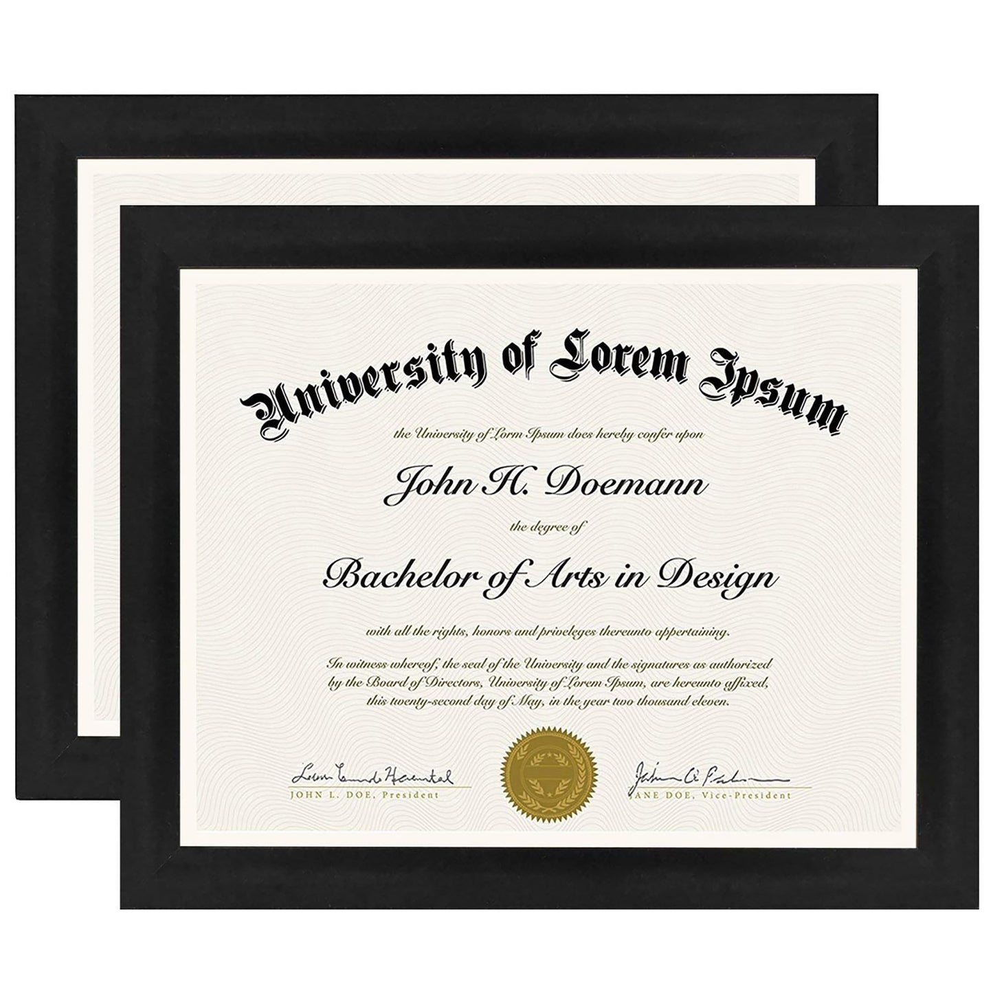 Americanflat 8.5x11 Diploma Frame with Shatter-Resistant Glass - Set of 2 - Document Frames with Engineered Wood - Legacy Collection - Certificate Frame for Tabletop and Wall Display - Black