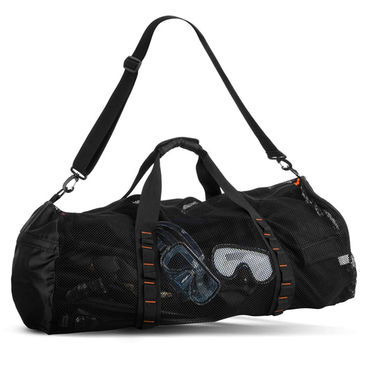 Fitdom 90L Large Mesh Duffle Bag for Scuba Dive or Snorkel Equipment. Best for Water Sports & Beach Activities like Swimming, Diving & Snorkeling. Perfect for Travel, Storage Swim Gym Gears & Balls