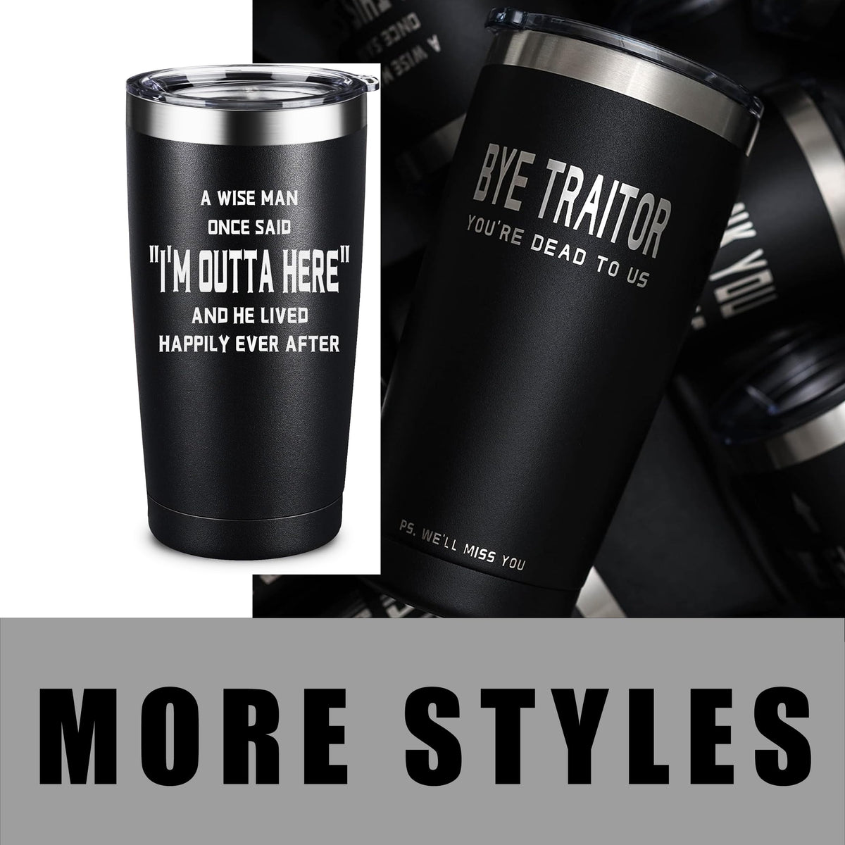 ARIABLE Farewell Gifts for Coworkers - Coworker Leaving Gift for Women & Men - Going Away Goodbye Coworker New Job, Good Luck Gifts for Coworkers, Friends, Boss, 20oz Engraved Tumbler, Black