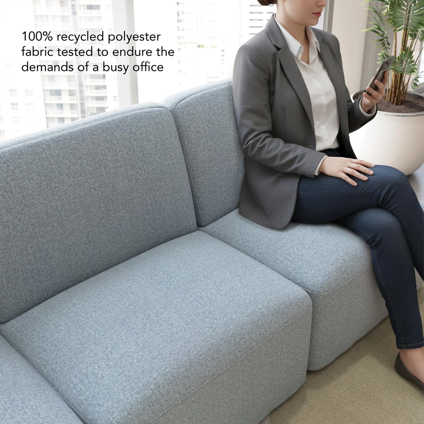 Bush Business Furniture Modular Armless Lounge Chair, Guest Seating for Lobby or Reception Area, Assemble Collection, Mist Fabric