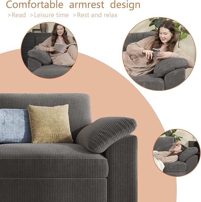 EASE MOOSE Comfty 2 Seat Couch, FSC Certified Modern Deep Seat Sectional Modular
