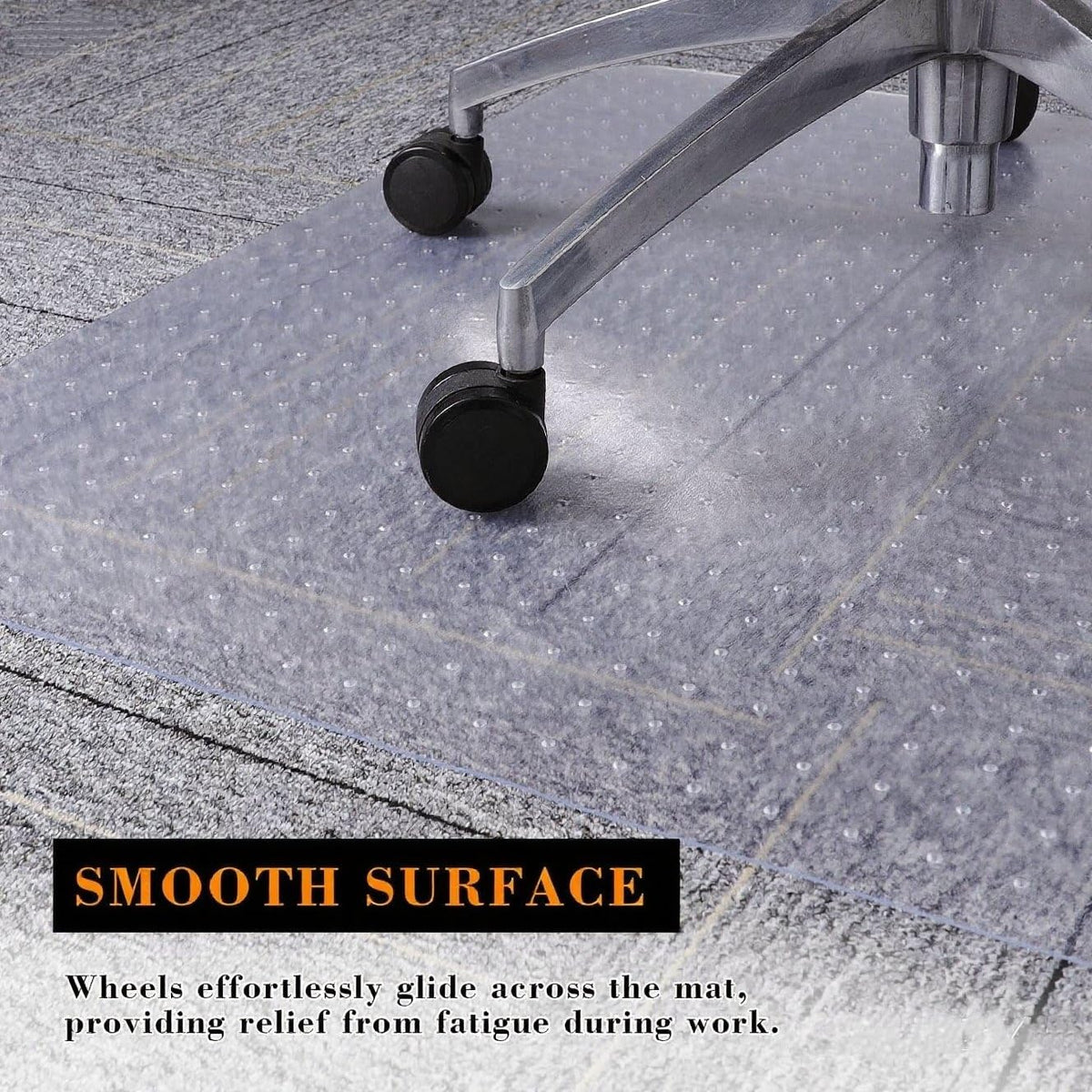 Clear Chair Mat for Carpet, QQpony 46" x 60" Office Chair Mat for Carpeted Floors, Heavy Duty Rolling Floor Protector Computer Desk Mat with Grips, Vinyl Floor Mat for Home Office (Clear)