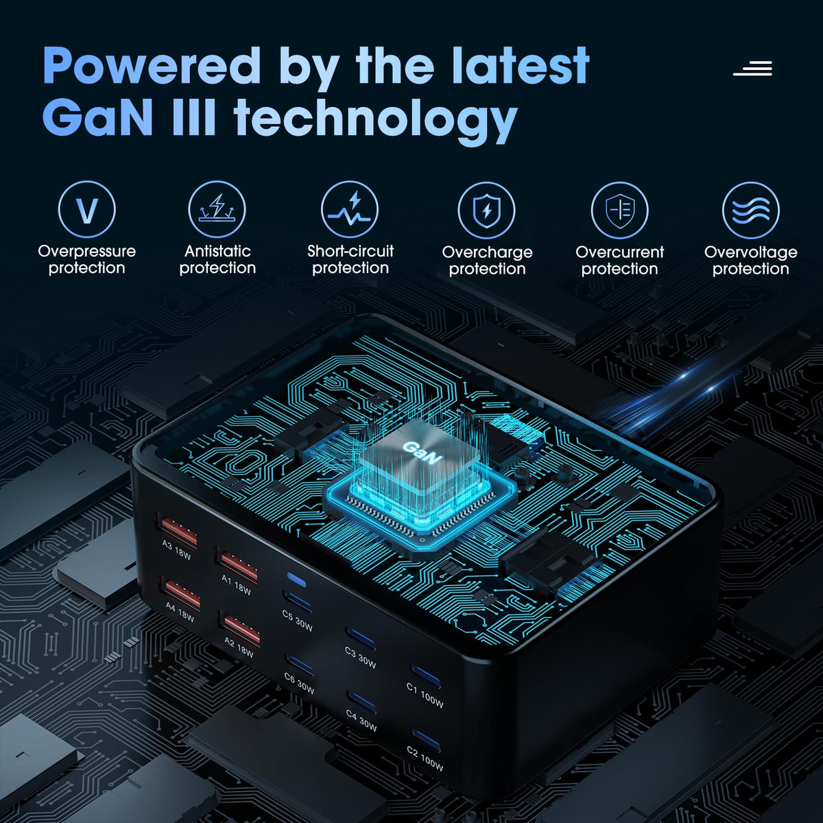 330W 10-Port USB C Charging Station, PD 100W 65W 45W 30W 20W Laptop & Phone Desktop Fast Charger Hub, Compatible with MacBook Pro/Air, iPhone 17/16/15/Pro, iPads, Galaxy