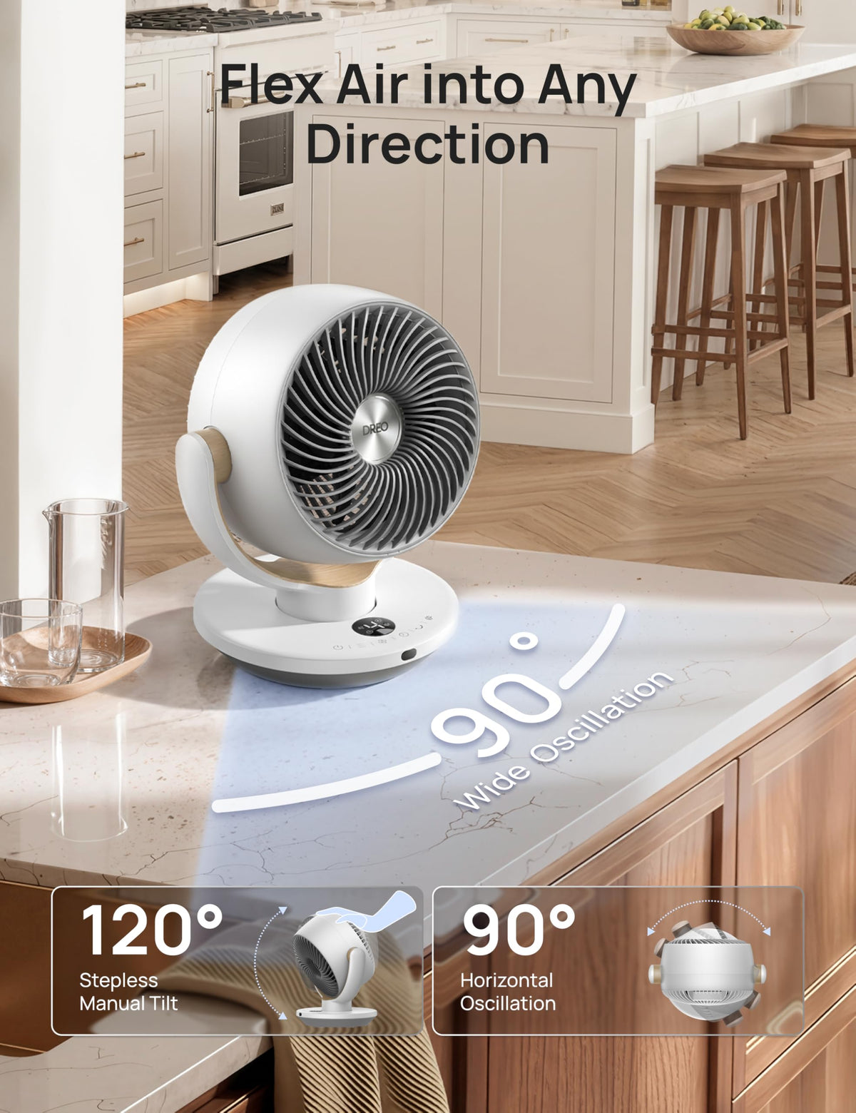 DREO Fan for Bedroom, Desk Air Circulator Fans with Remote, 11 Inch Table Fan for Whole Room, 65ft Powerful Airflow, 120° Vertical Manual and 90° Oscillating, 4 Speeds, 8H Timer, 25dB Quiet, Home