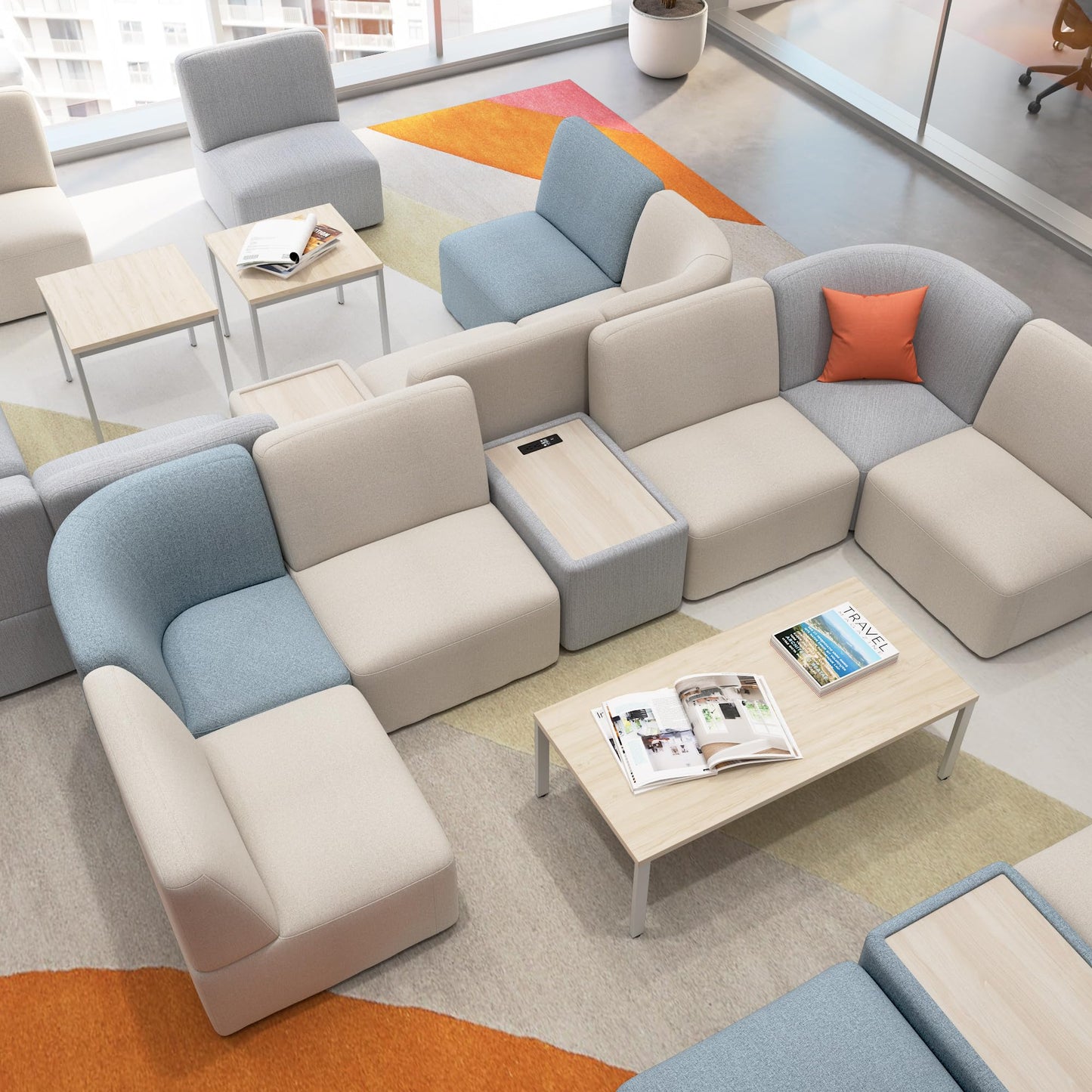 Bush Business Furniture Modular Corner Lounge Chair, Guest Seating for Lobby or Reception Area, Assemble Collection, Oat Fabric