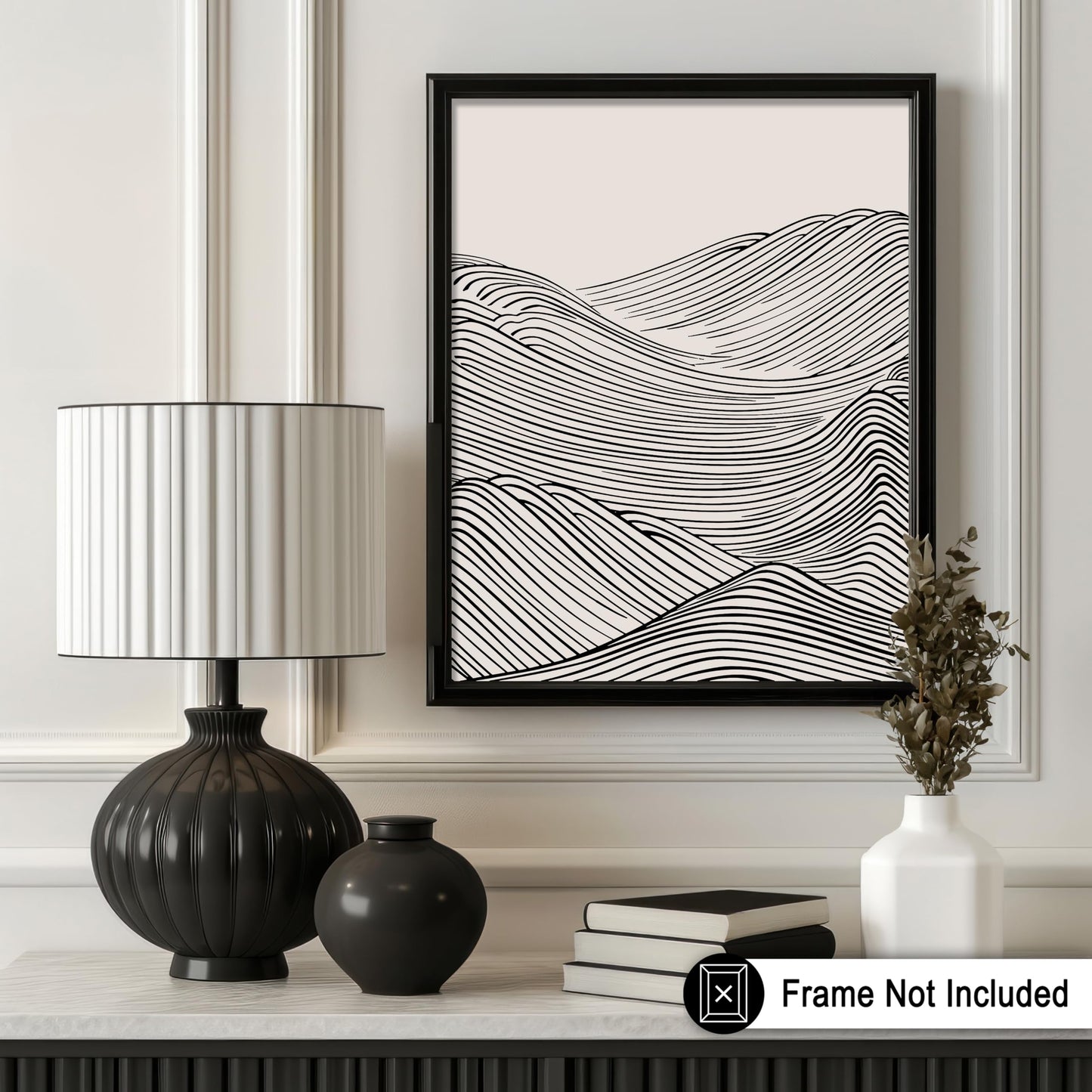 Poster Master Mountain Shapes Poster - Fine Lines Print - Abstract Drawing & Mid Century Modern Art - Minimal Line & Illustration Art - Living Room Decor - 8x10 UNFRAMED Wall Art
