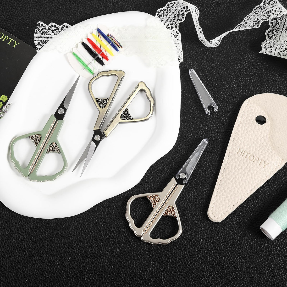 HITOPTY Precision Detail Scissors, Little Sharp Scissor with Cover, Mini Sewing Shears for Craft Needlework Art Work Thread Paper Cutting