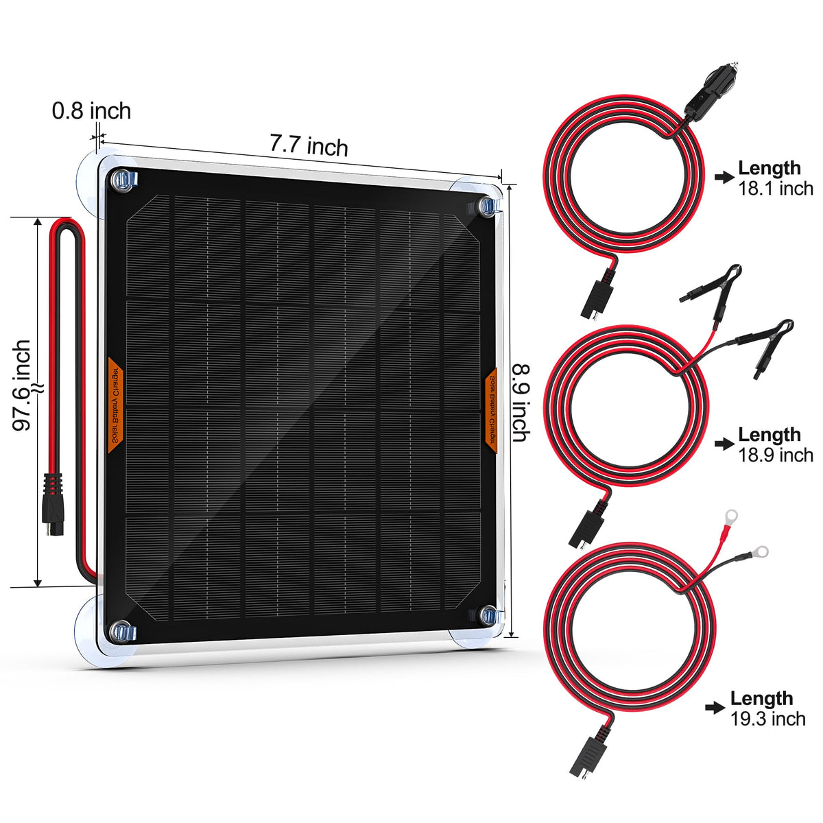 OYMSAE 5W 12V Solar Car Battery Charger Portable Waterproof Solar Power Battery Charger & maintainer with Trickle Cigarette Lighter Plug & Alligator Clip