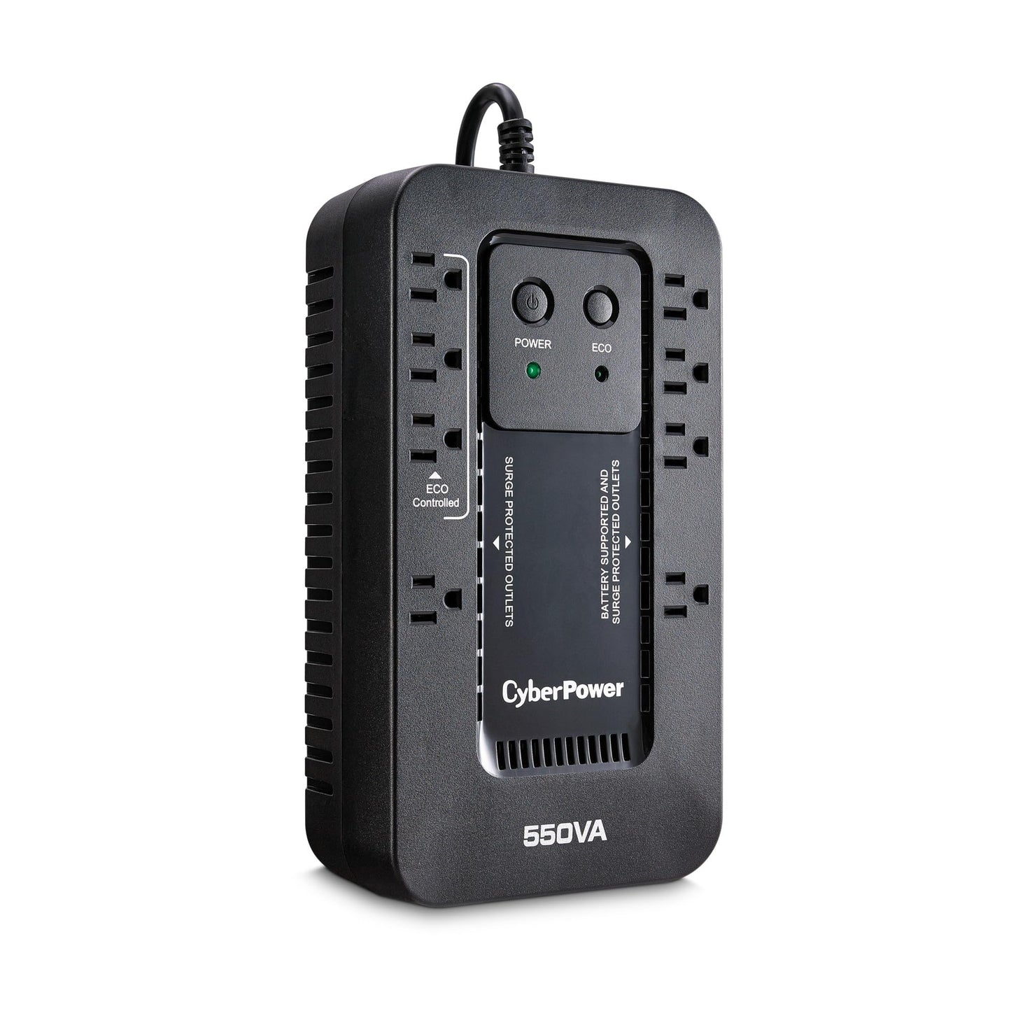 CyberPower EC550G Ecologic UPS Battery Backup and Surge Protector, 550VA/330W, 8 Outlets, ECO Mode, Compact, UL Certified