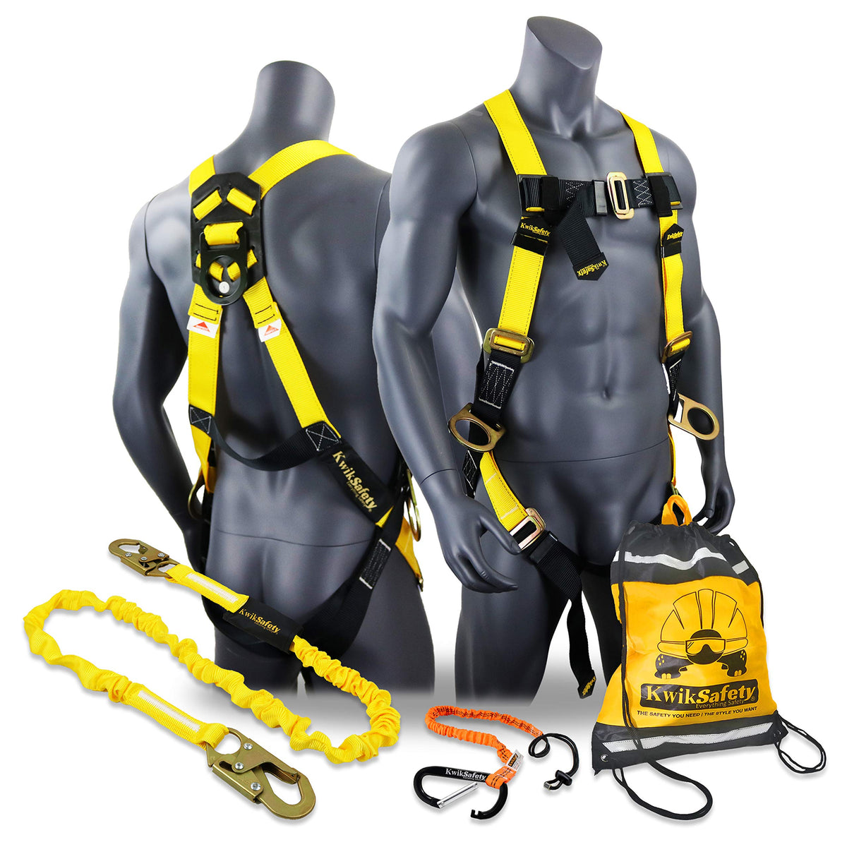 KwikSafety - Charlotte, NC - THUNDER [COMBO] 3D Ring Full Body Safety Harness, 6' Lanyard, Tool Lanyard, ANSI OSHA PPE Fall Protection Arrest Restraint Equipment Universal Construction Roofing