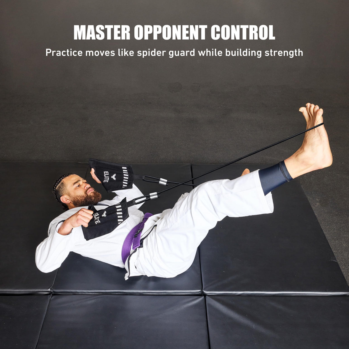 Elite Sports Jiu Jitsu Grip Trainer Simulate Gi - Resistance Band Grip Strength Trainer for BJJ MMA Judo & Grappling Training
