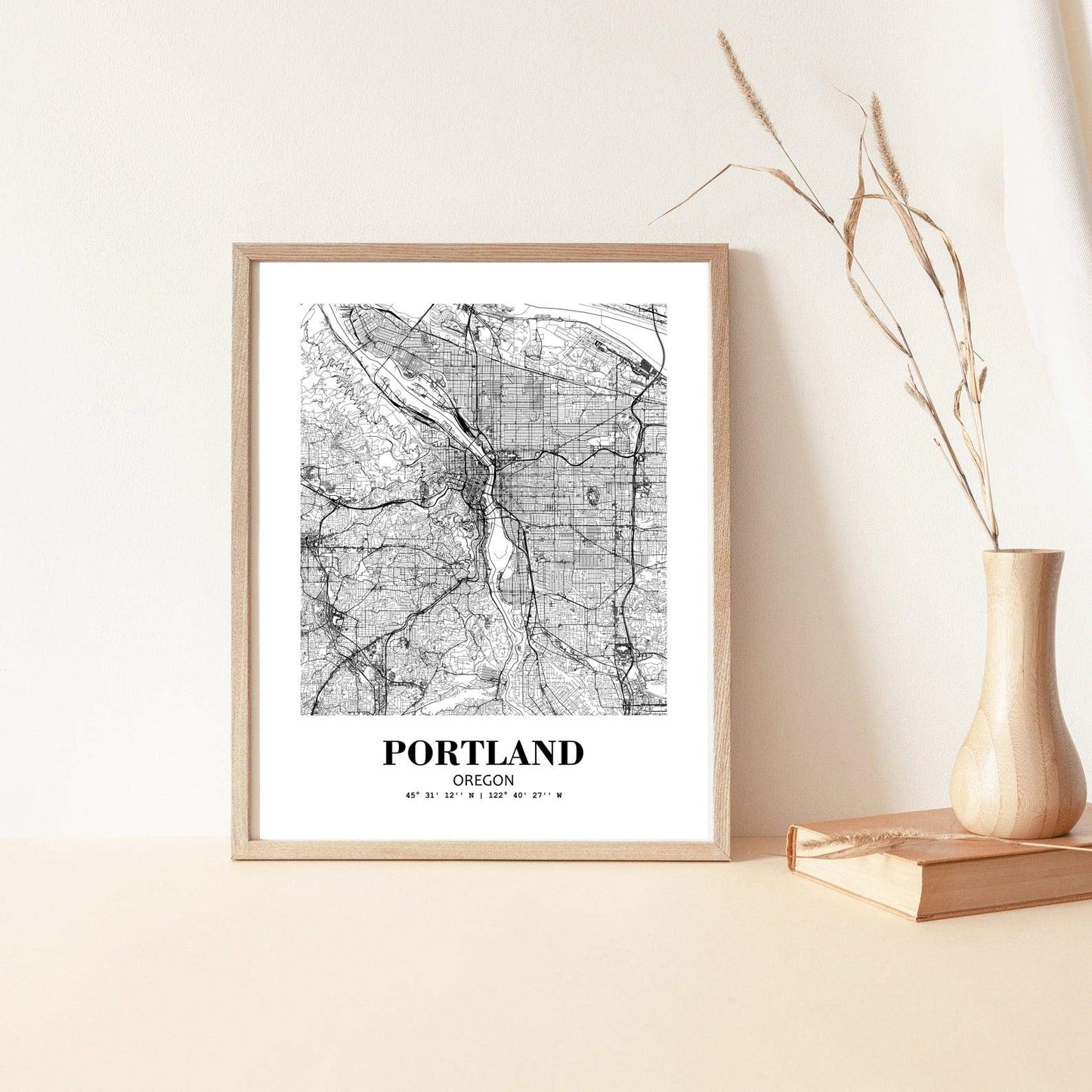 Eleville 11X14 Unframed Portland Oregon City View Abstract Road Modern Map Art Print Poster Wall Office Home Decor Minimalist Line Art Hometown Housewarming wgn453