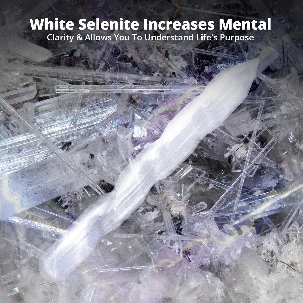 Himalayan Glow WBM Selenite Crystal Wand, High Energy Crystals for Healing and Meditation - 6 Inches