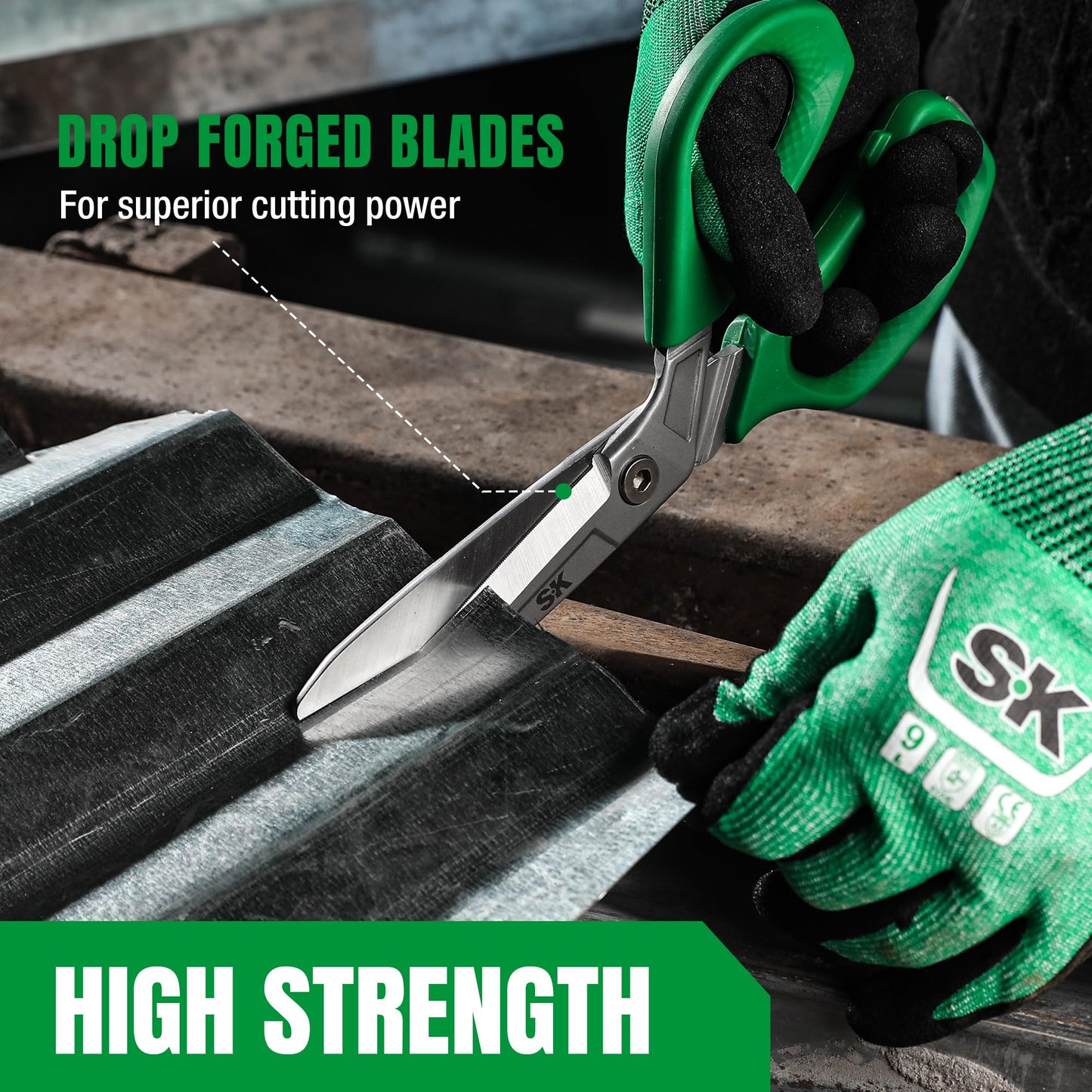 SK 10" Heavy Duty Scissors, All Purpose Shears, Premium CR-V Steel Construction, One Piece Drop Forged Blades, Ergonomic Handle for Comfortable Grip
