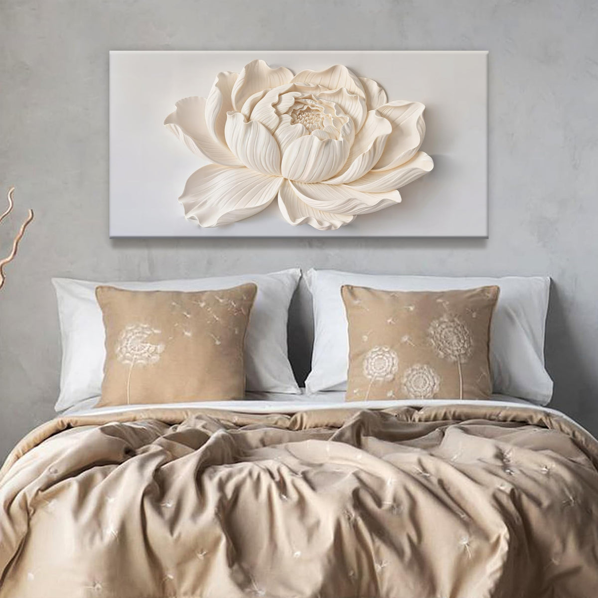 TAIJXAGSG Canvas Wall Art Decor Painting White Flower Plants Wall Decor Botanical Modern Wall Art Print Paintings Decorations Artwork Pictures For Bedroom Living Room Home Office Artwork 20"×40"